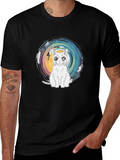 Cool Cat Graphic Tee - Black Cotton T-Shirt