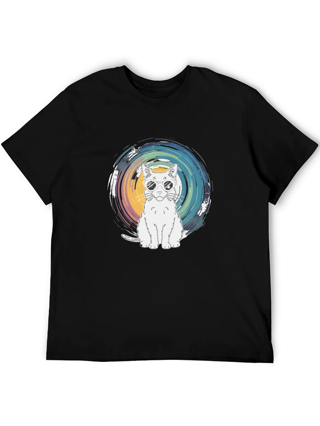 Cool Cat Graphic Tee - Black Cotton T-Shirt