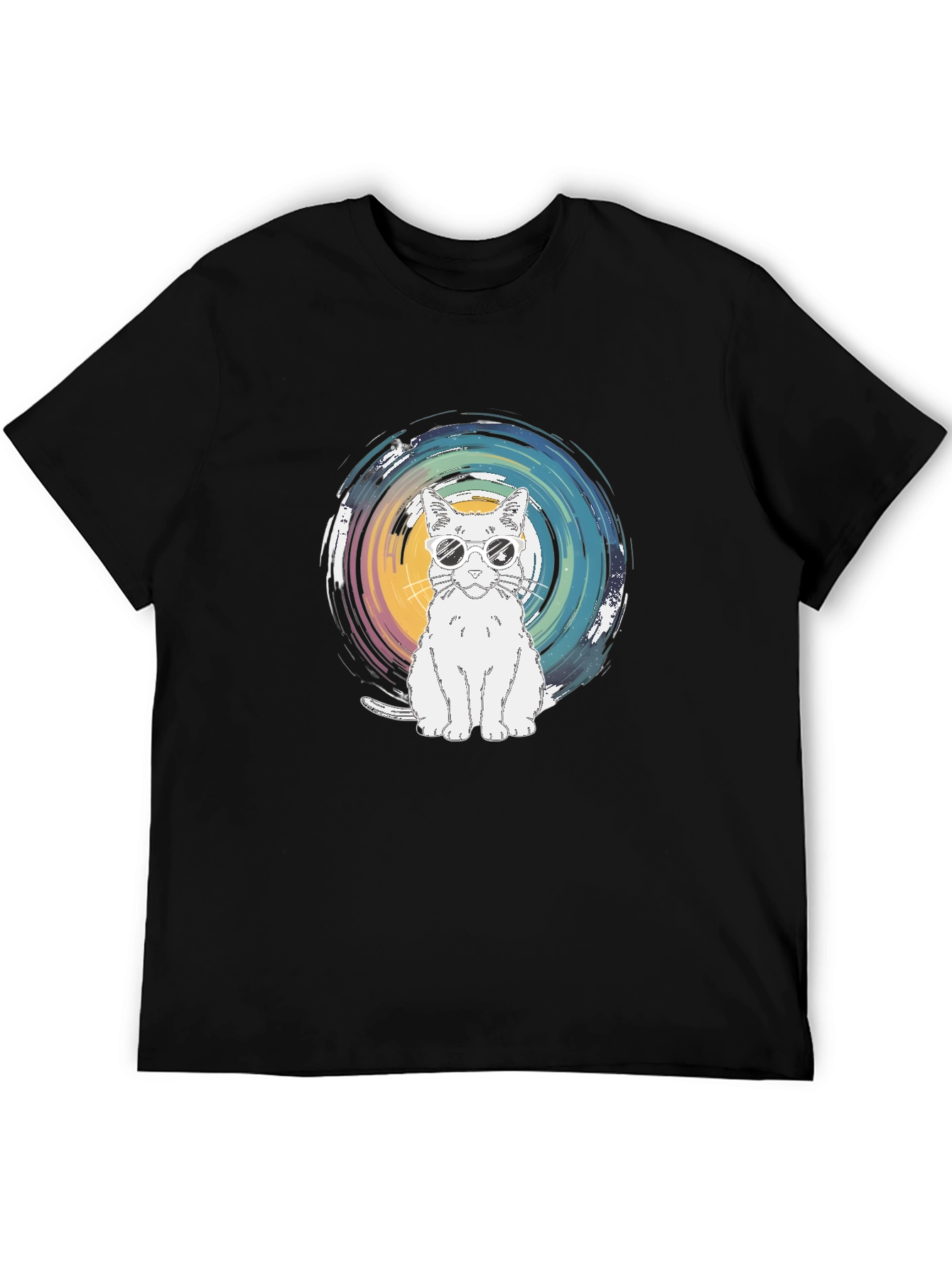 Cool Cat Graphic Tee - Black Cotton T-Shirt
