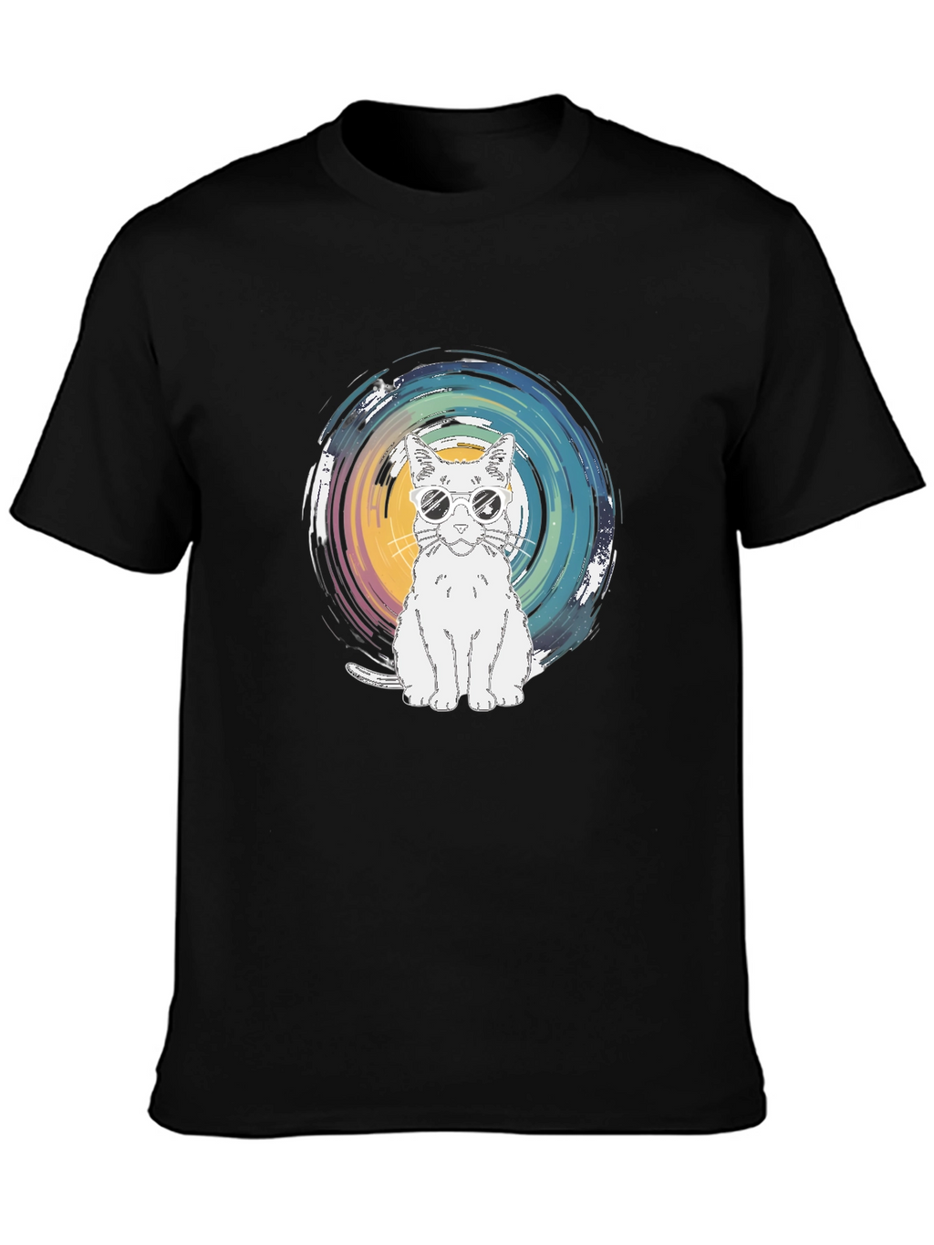 Cool Cat Graphic Tee - Black Cotton T-Shirt
