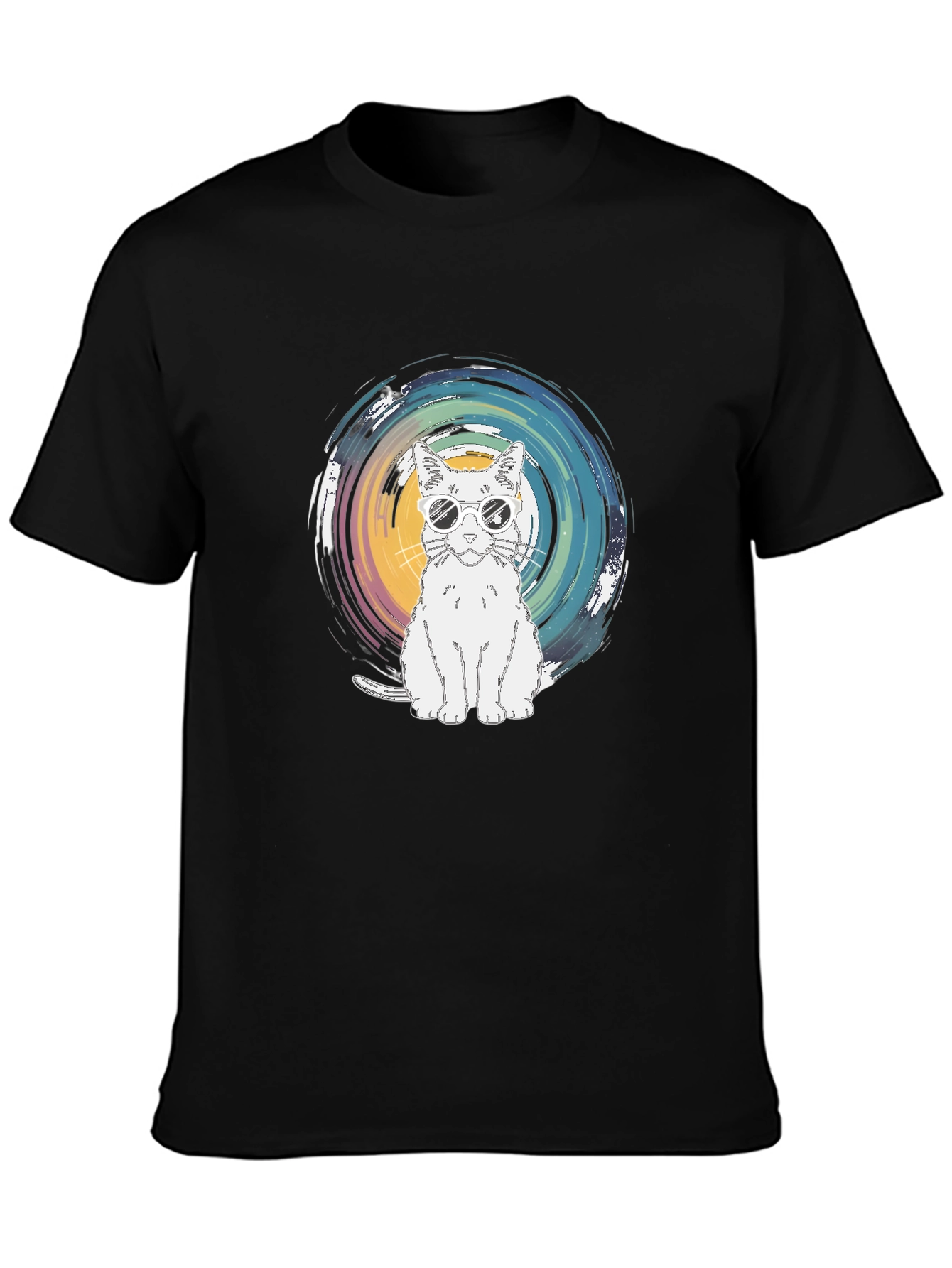 Cool Cat Graphic Tee - Black Cotton T-Shirt