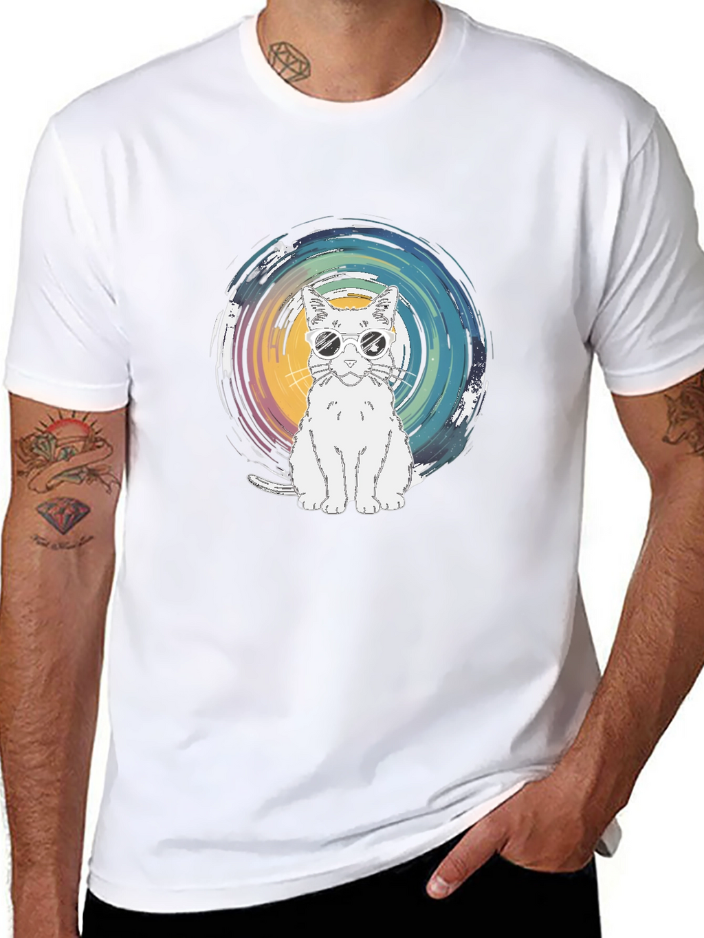 Cool Cat Graphic Tee - Black Cotton T-Shirt