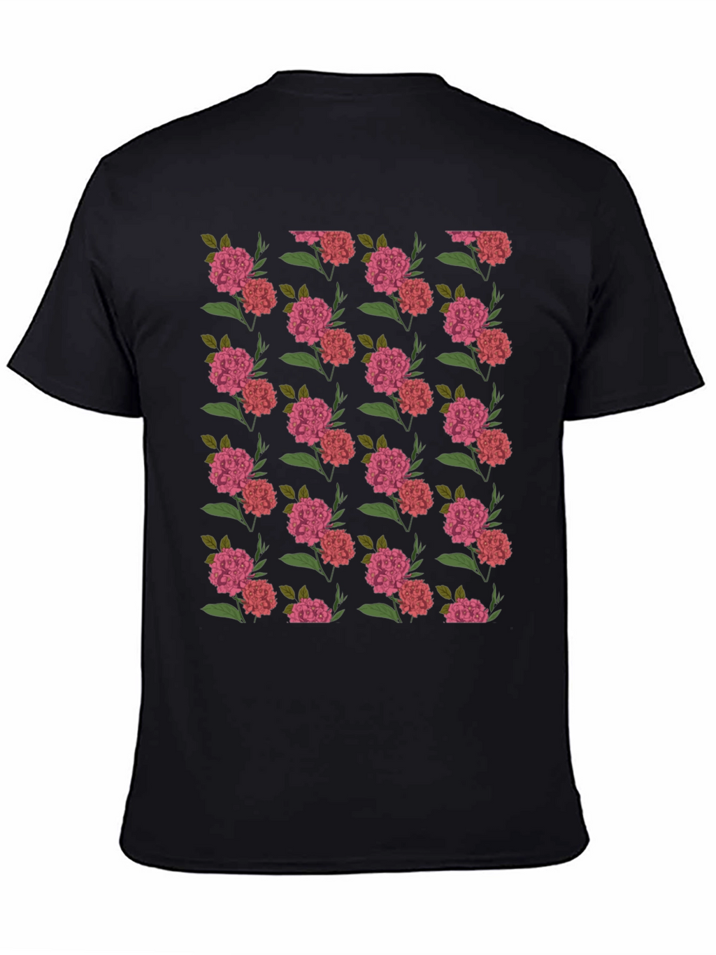 Floral Print Black Crew Neck T-Shirt