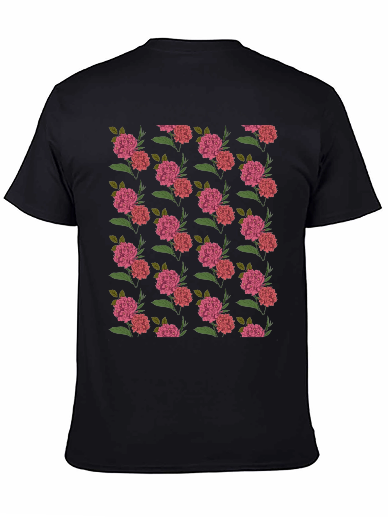 Floral Print Black Crew Neck T-Shirt