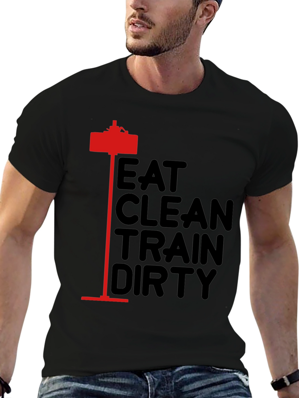 Eat Clean Train Dirty Black Graphic Tee