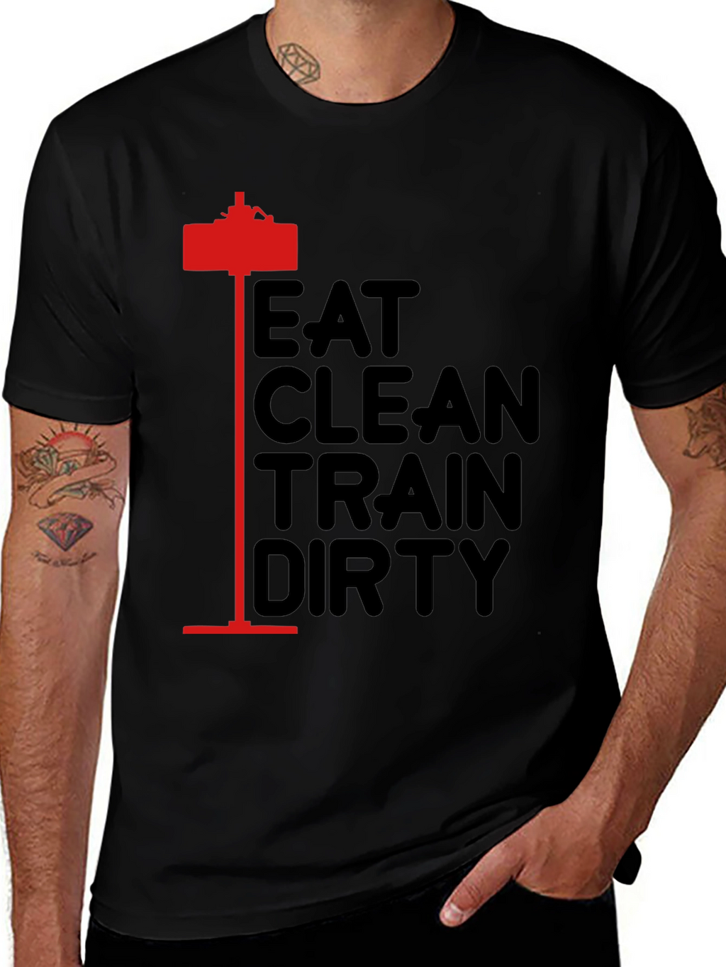 Eat Clean Train Dirty Black Graphic Tee