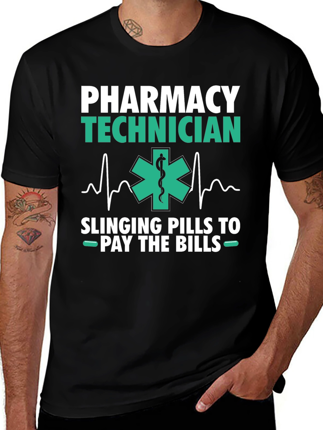 Pharmacy Technician T-Shirt - Slings Pills to Pay Bills