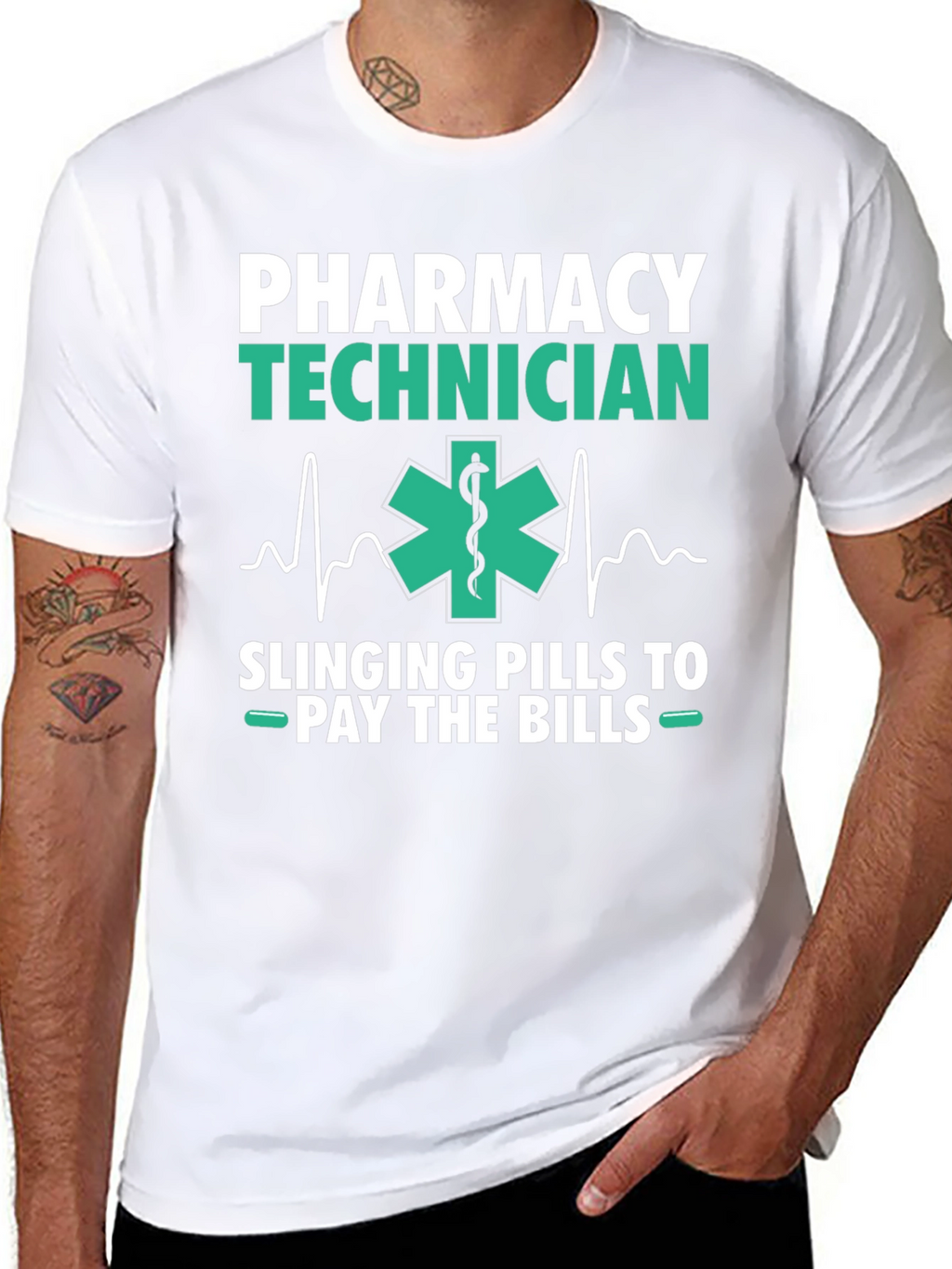 Pharmacy Technician T-Shirt - Slings Pills to Pay Bills