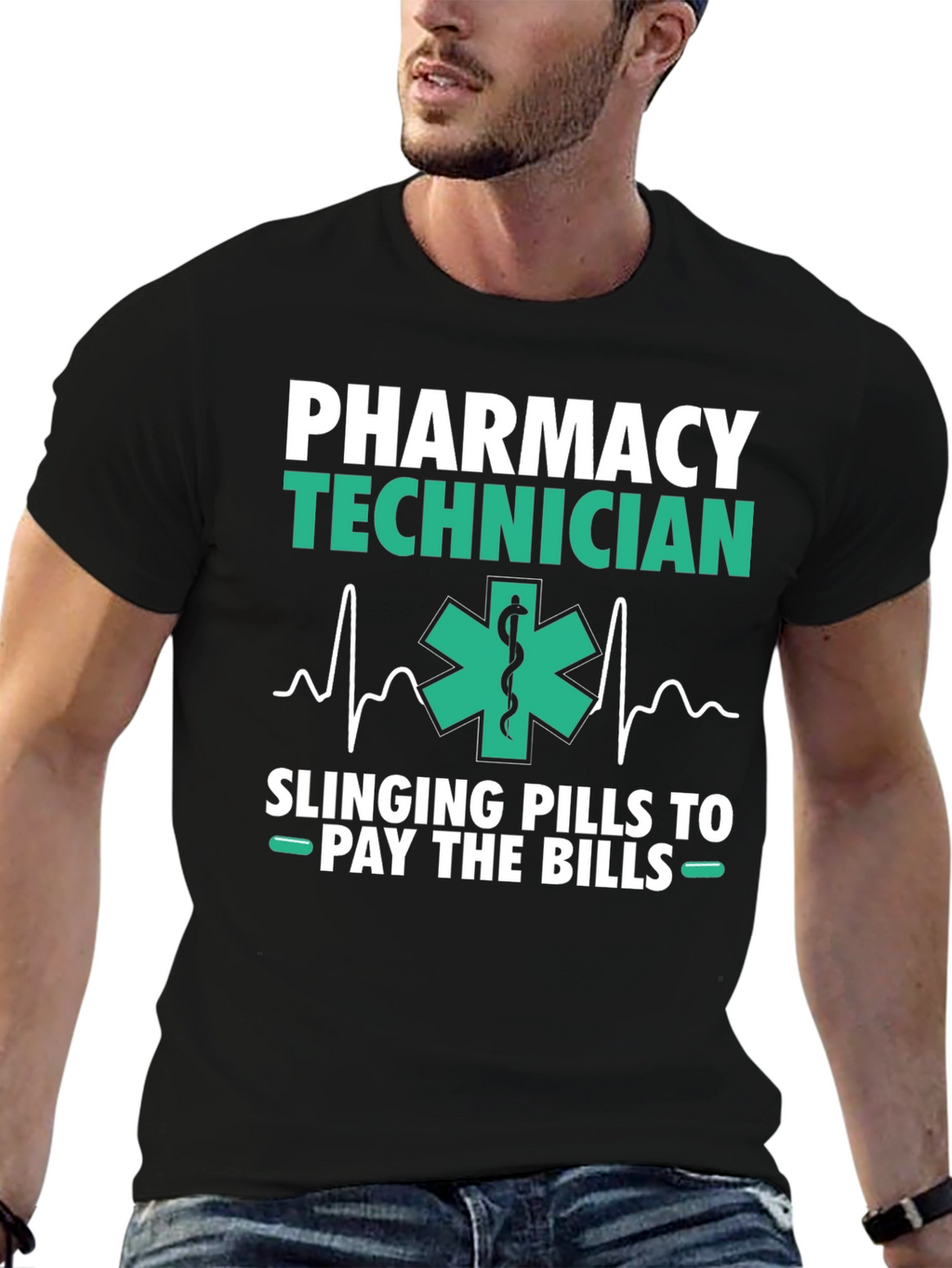 Pharmacy Technician T-Shirt - Slings Pills to Pay Bills