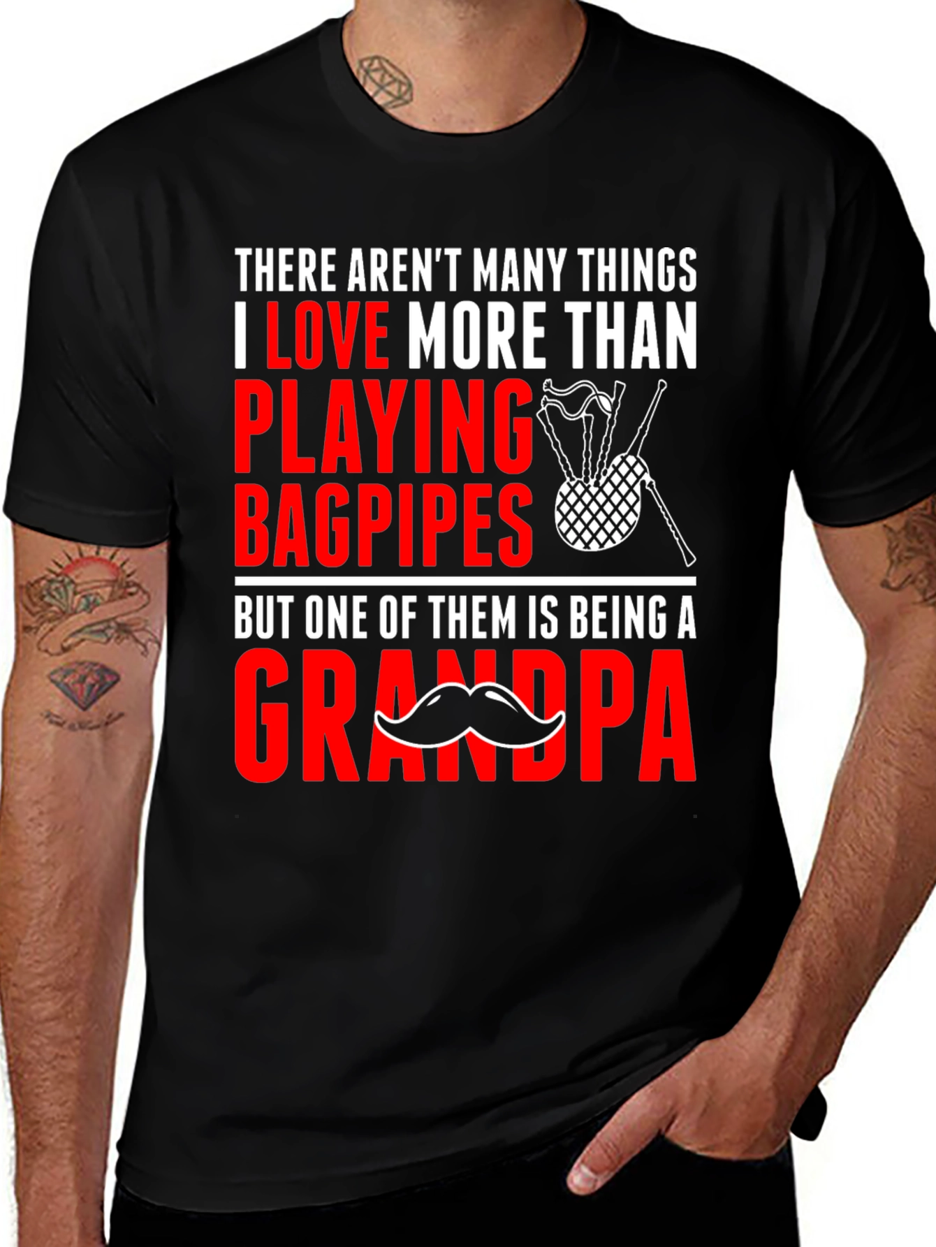 Bagpipes Grandpa T-Shirt - Love Playing Bagpipes Being a Grandpa
