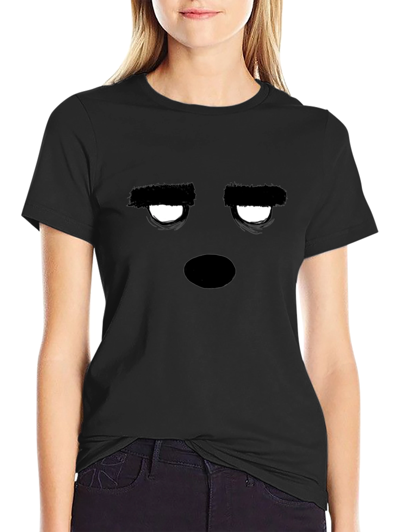 Expressionless Face Black Graphic Tee