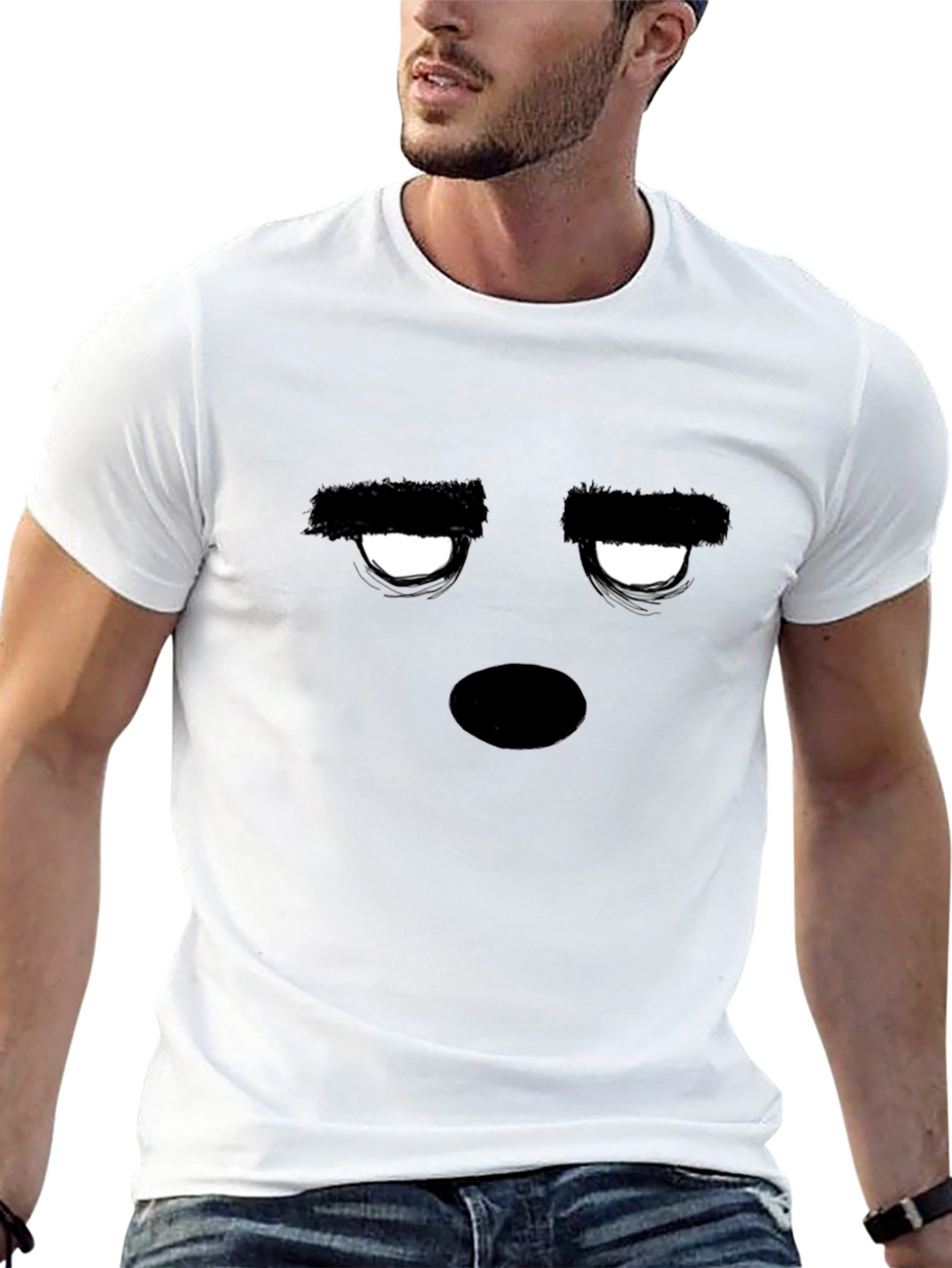 Expressionless Face Black Graphic Tee