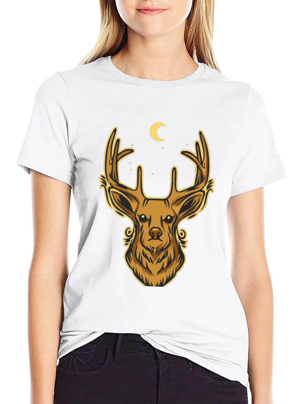Deer Moon Graphic T-Shirt - Mens Black Tee