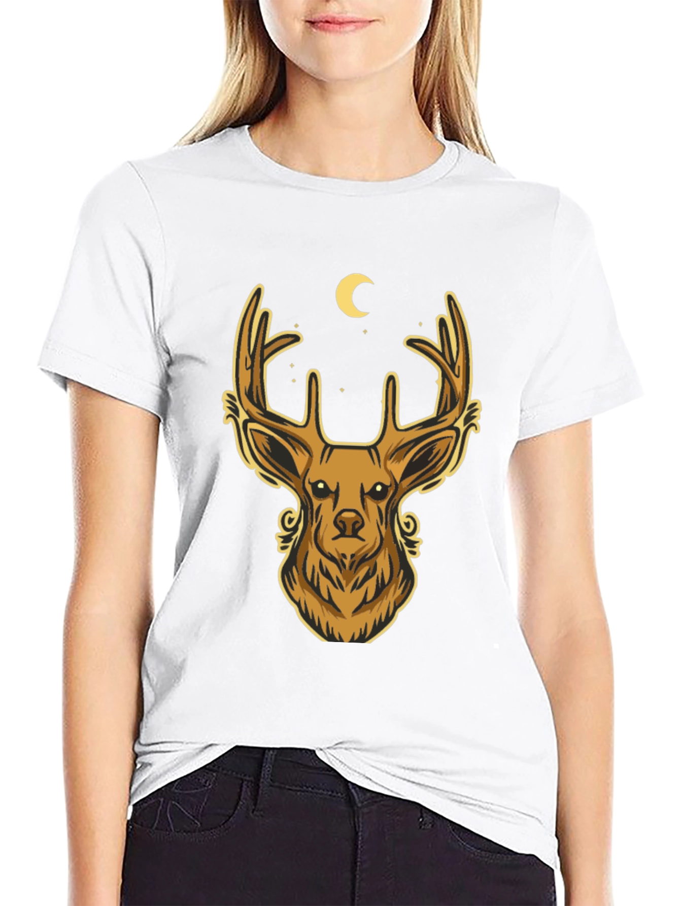 Deer Moon Graphic T-Shirt - Mens Black Tee