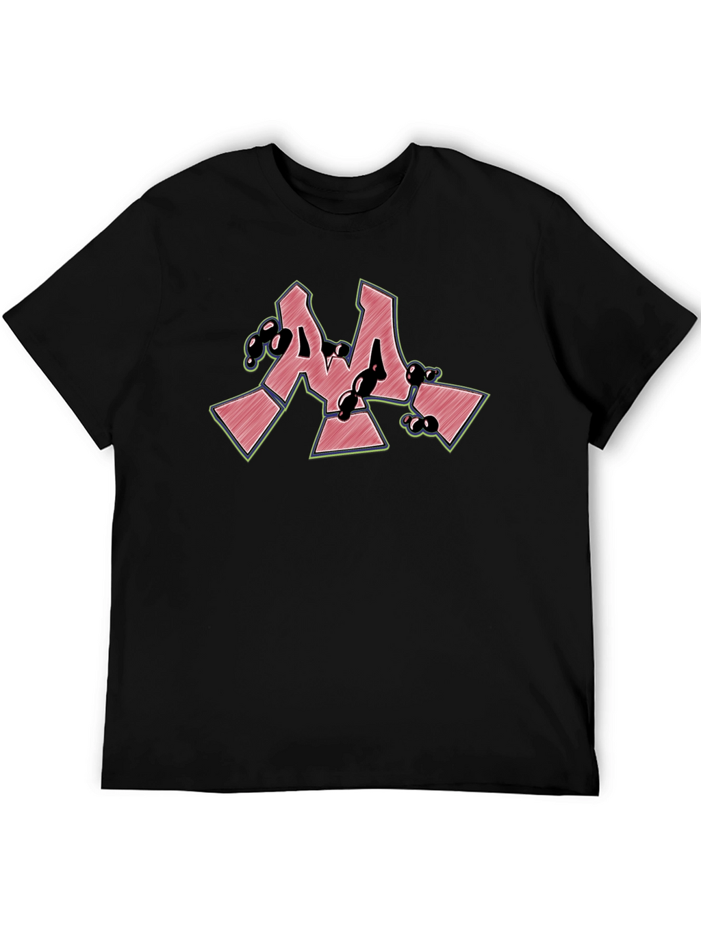 Cool Graffiti Style M Letter Black T-Shirt