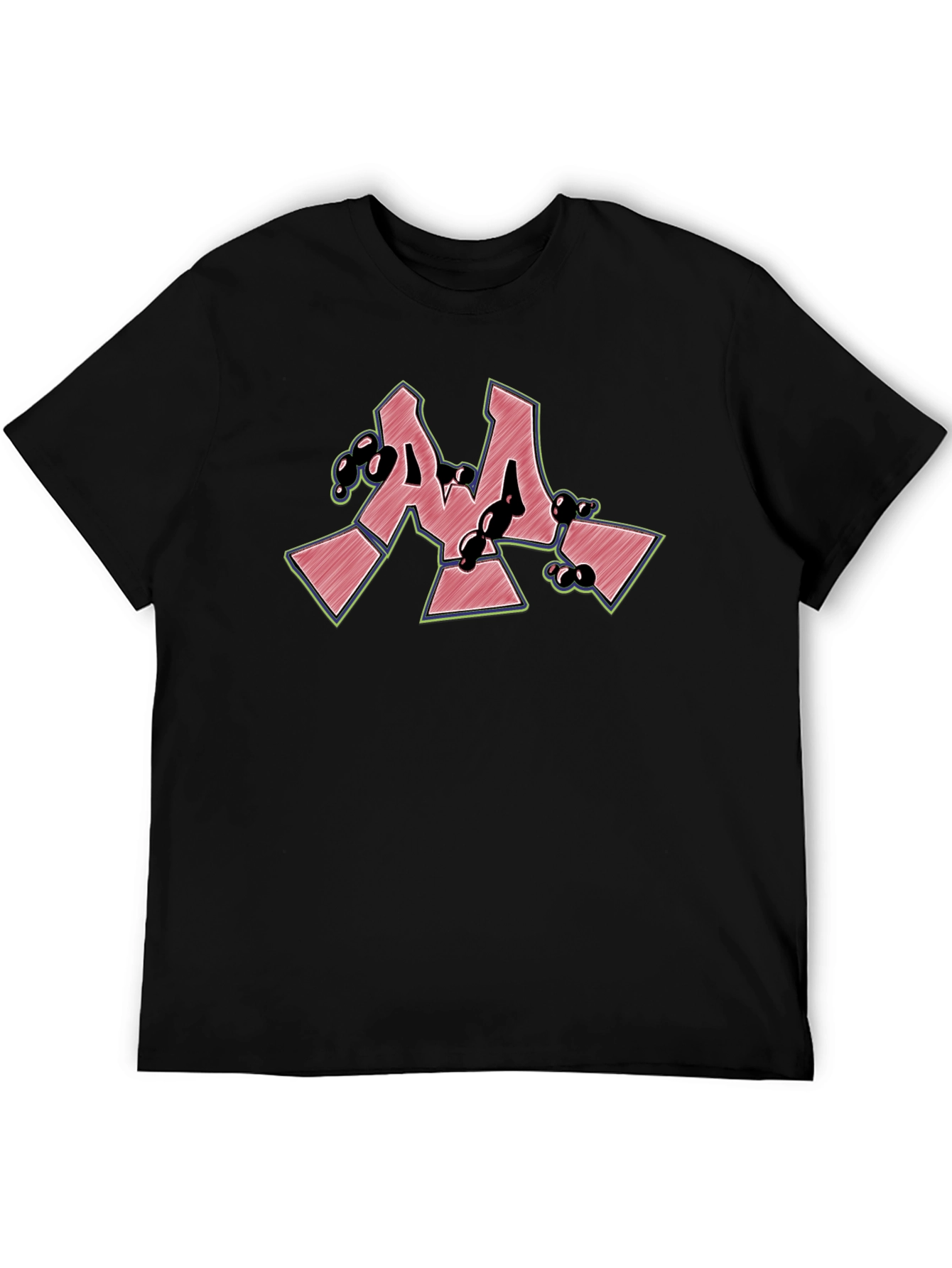 Cool Graffiti Style M Letter Black T-Shirt