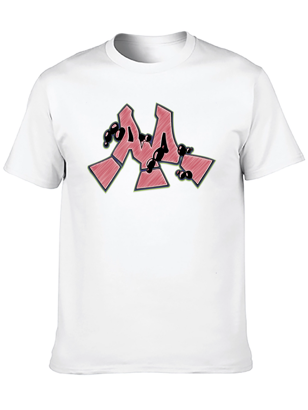 Cool Graffiti Style M Letter Black T-Shirt