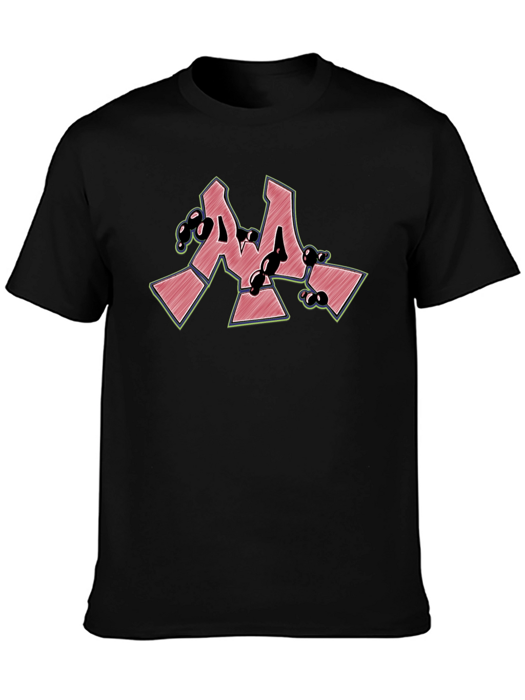 Cool Graffiti Style M Letter Black T-Shirt