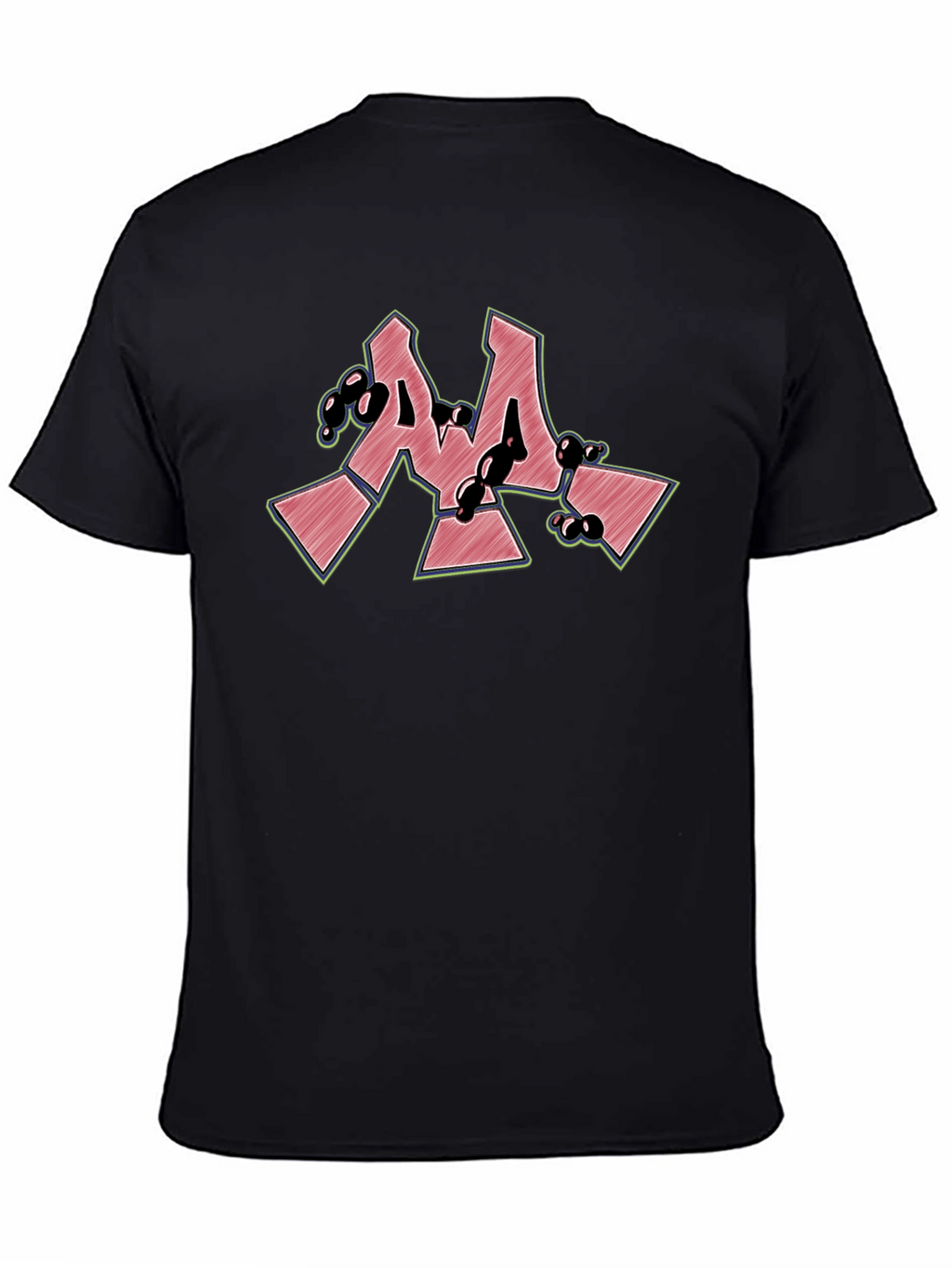 Cool Graffiti Style M Letter Black T-Shirt