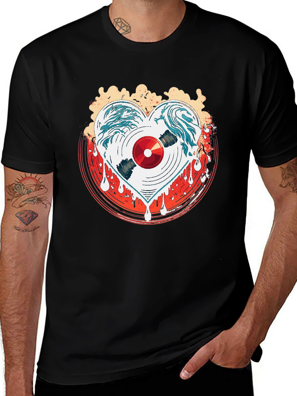 Heart Record Black Graphic Tee