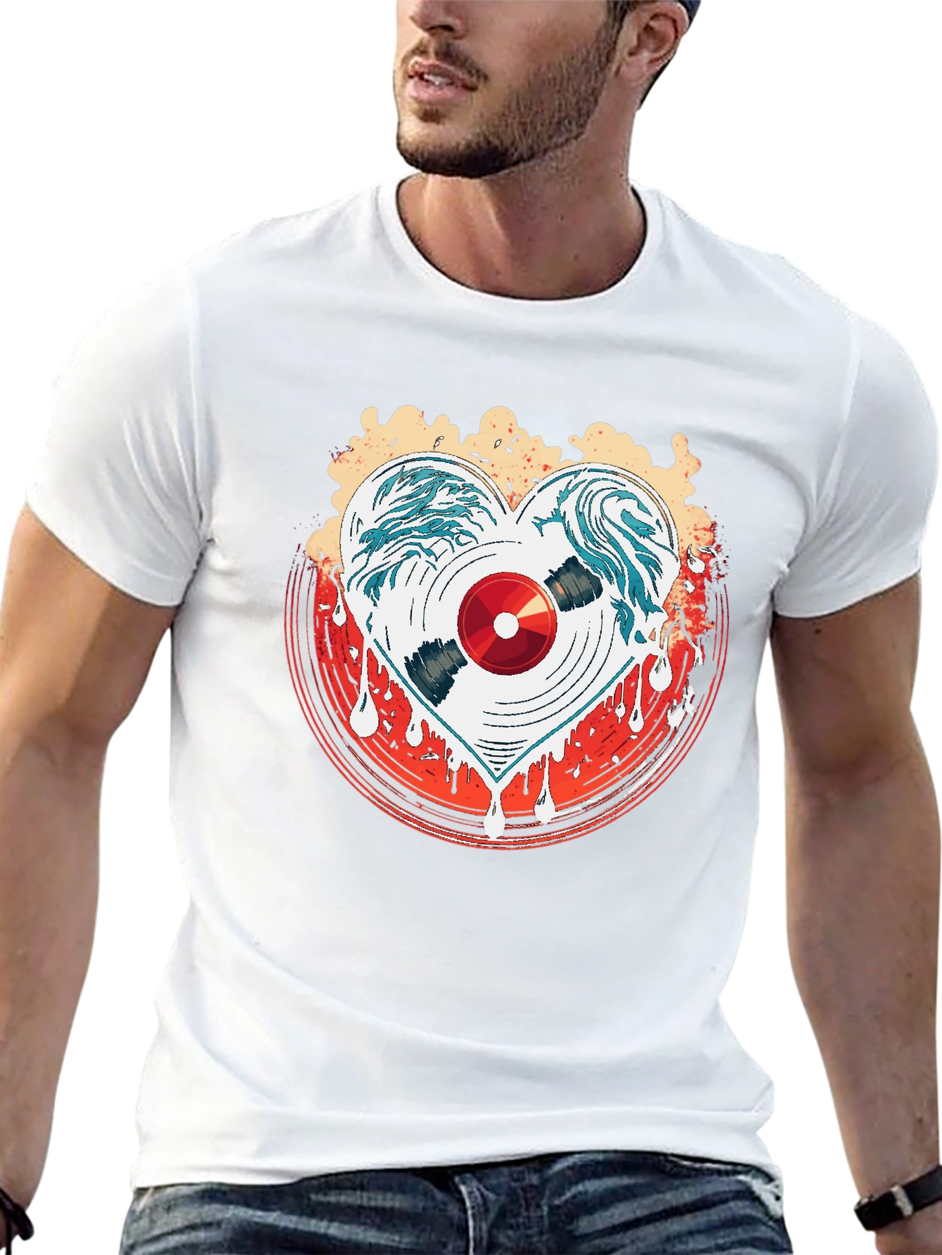 Heart Record Black Graphic Tee