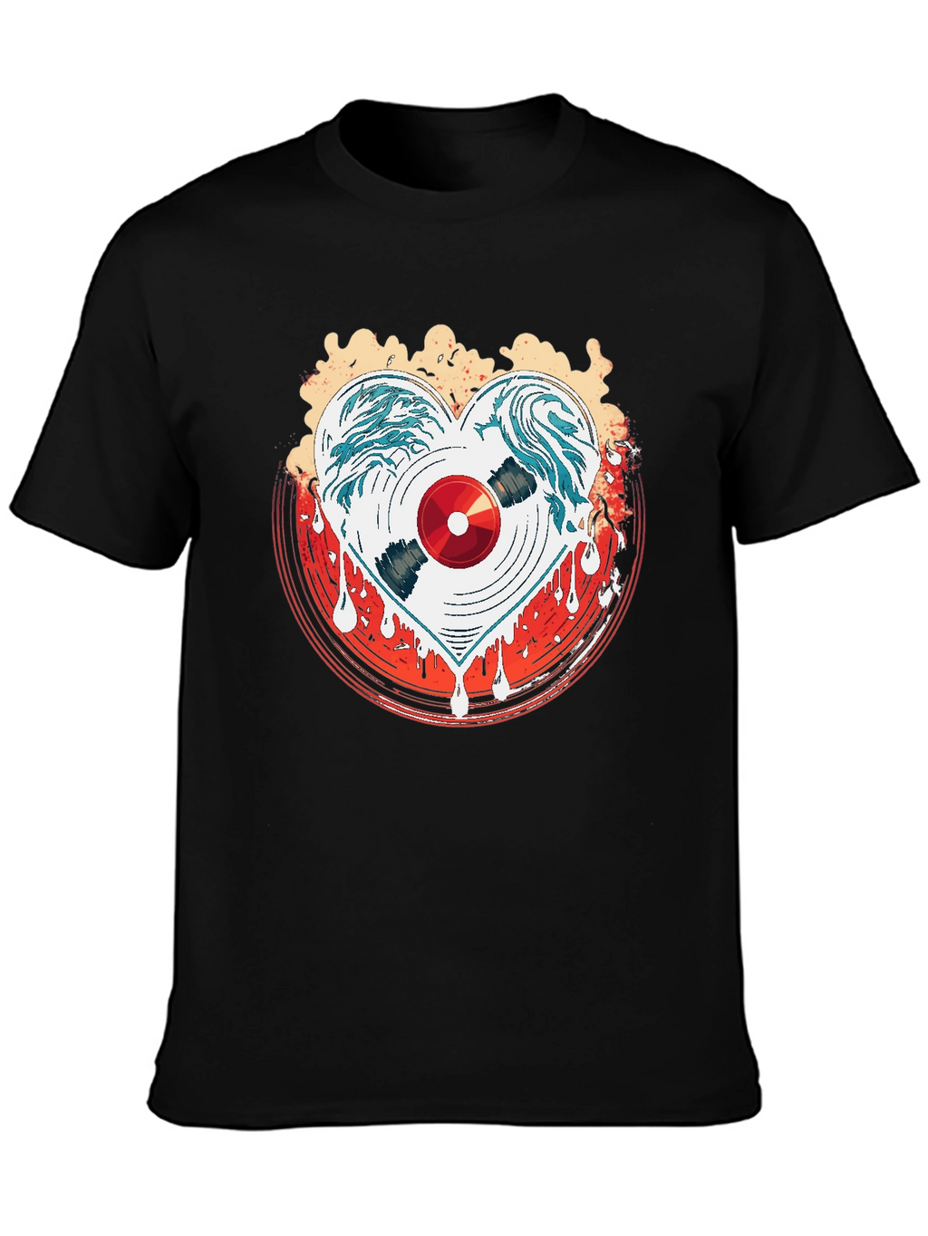Heart Record Black Graphic Tee