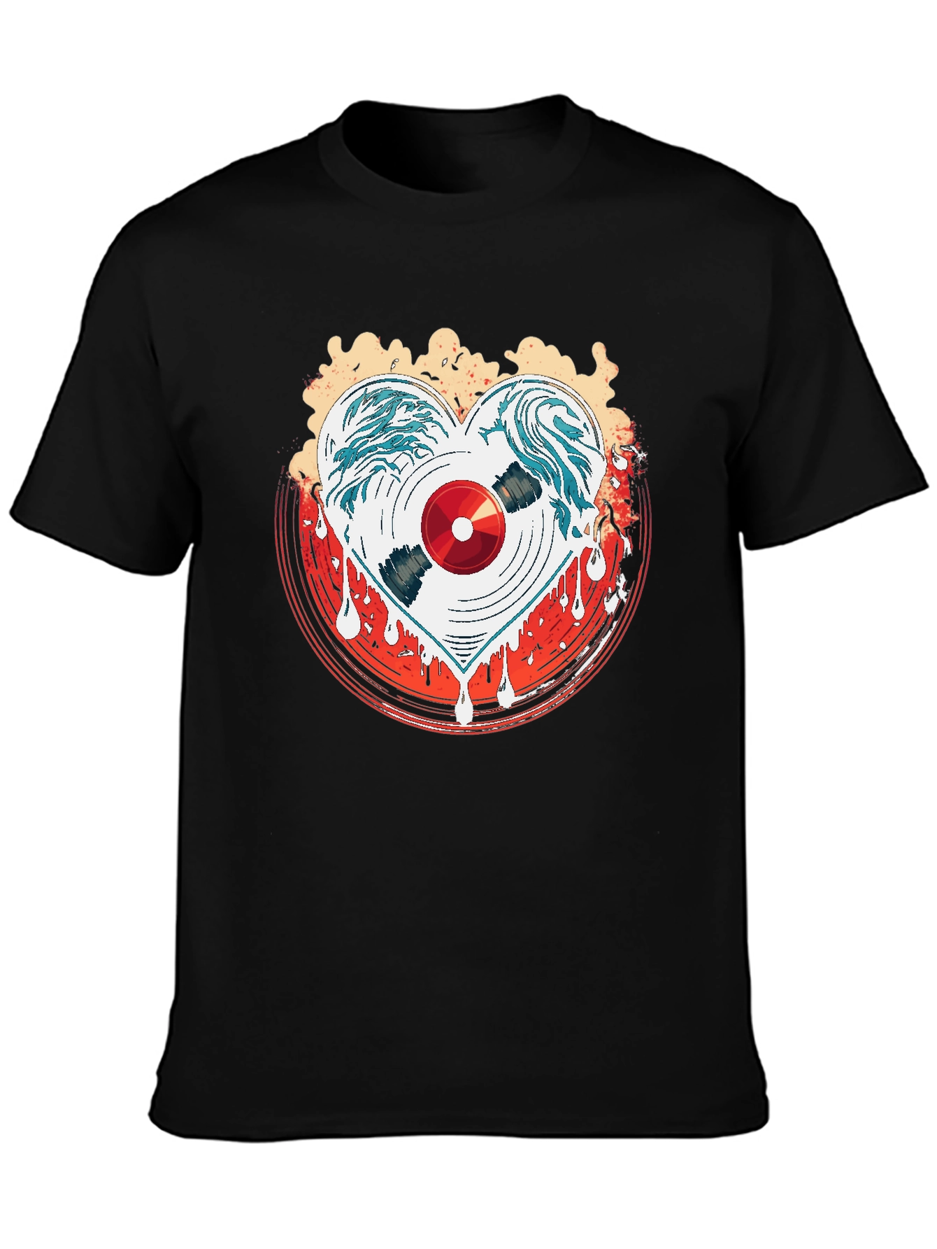 Heart Record Black Graphic Tee