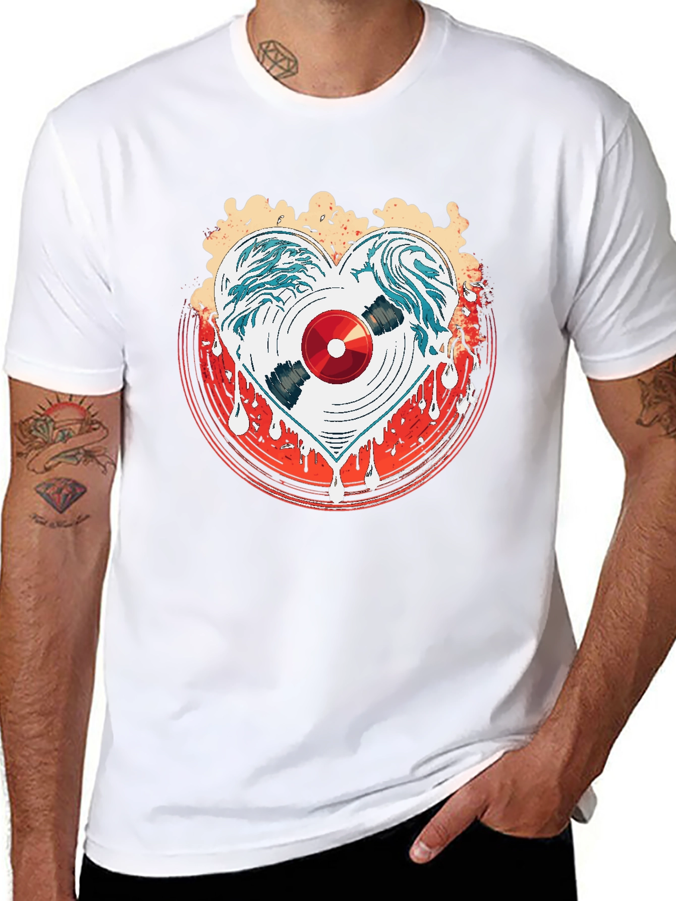 Heart Record Black Graphic Tee