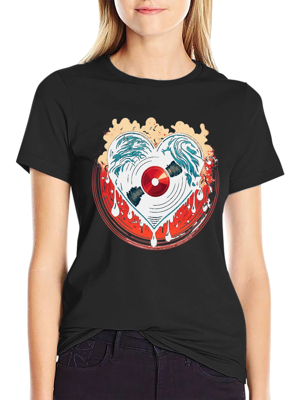 Heart Record Black Graphic Tee