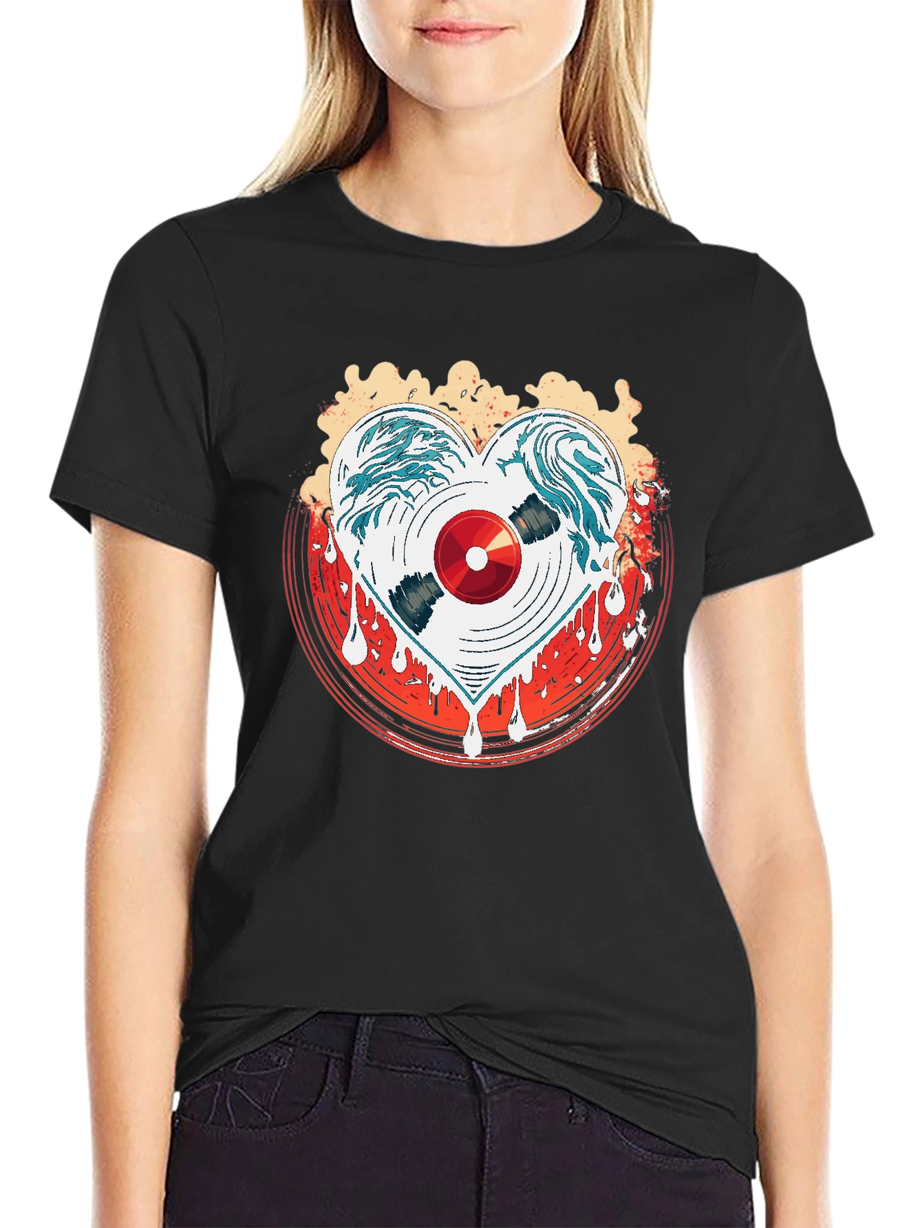Heart Record Black Graphic Tee