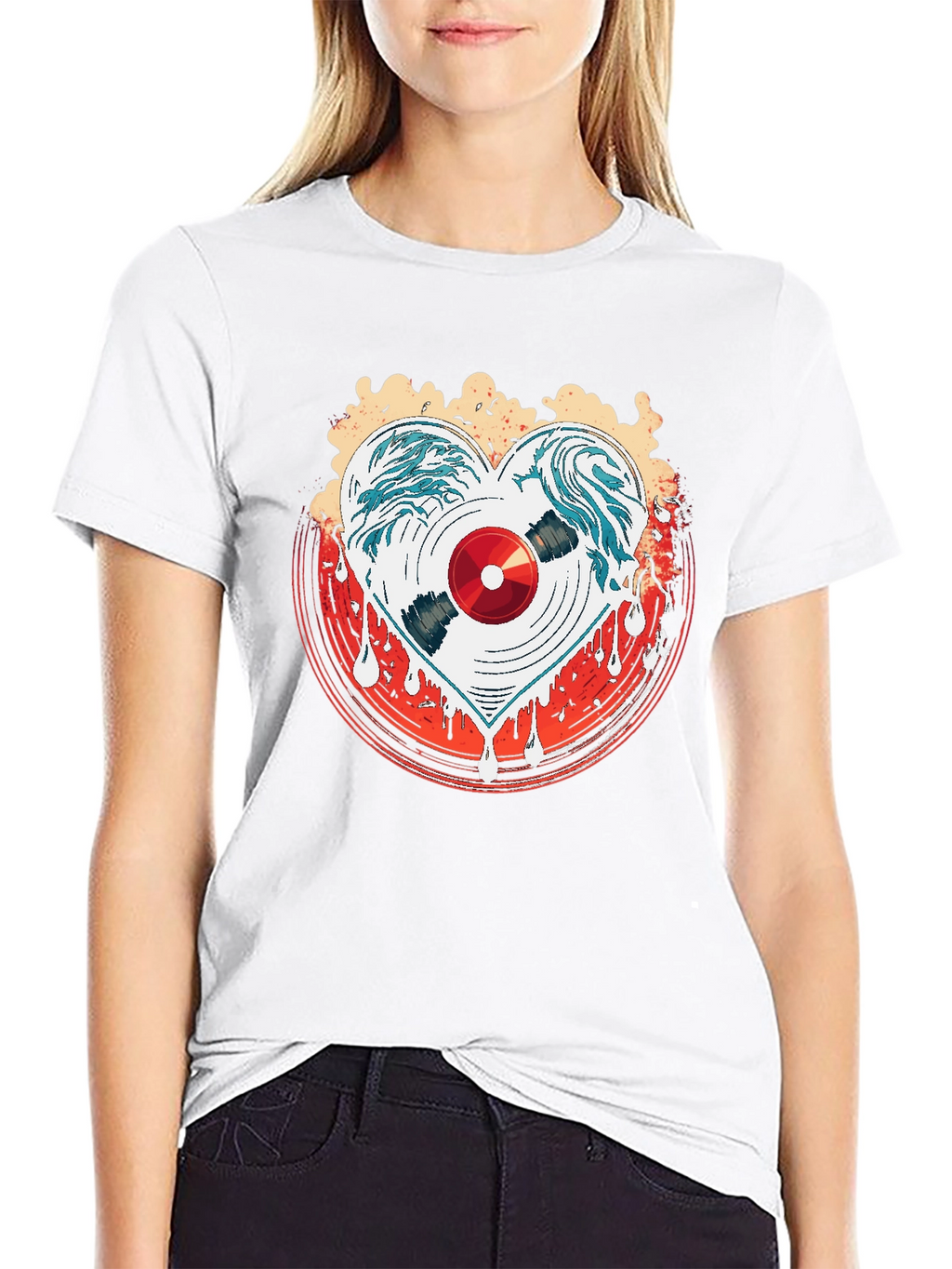Heart Record Black Graphic Tee
