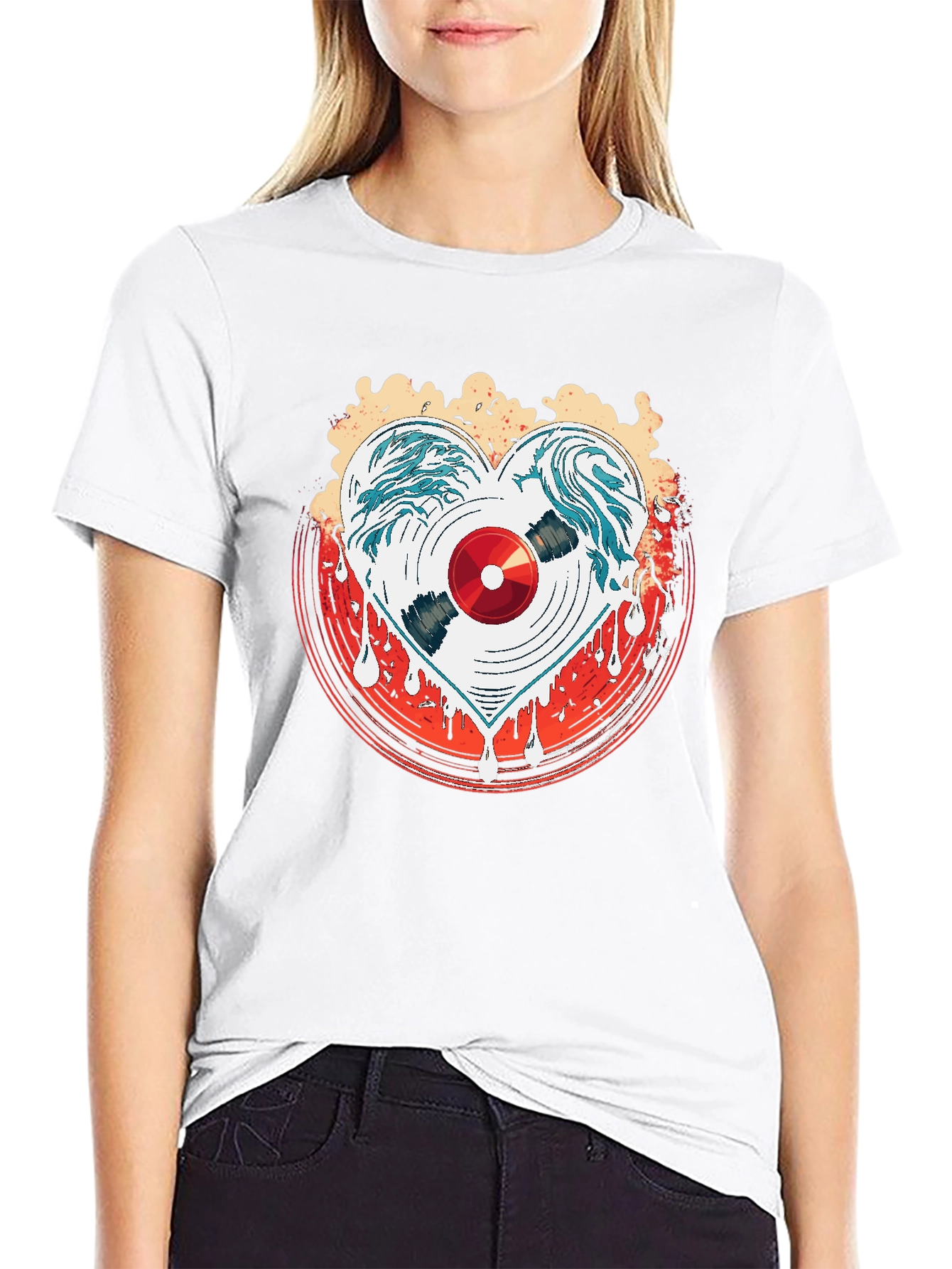 Heart Record Black Graphic Tee