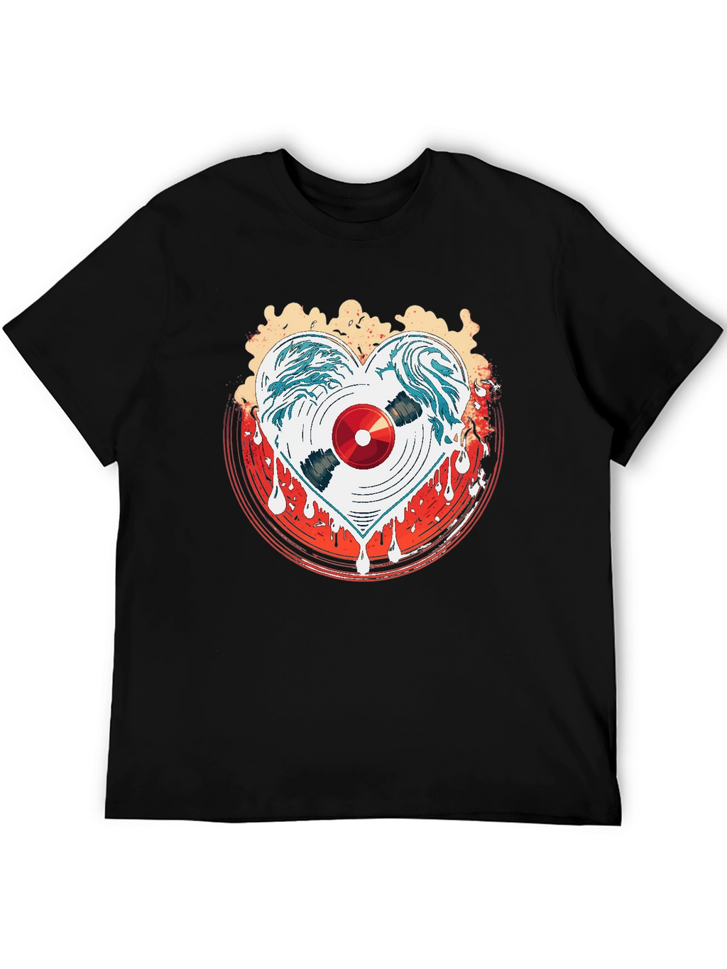 Heart Record Black Graphic Tee