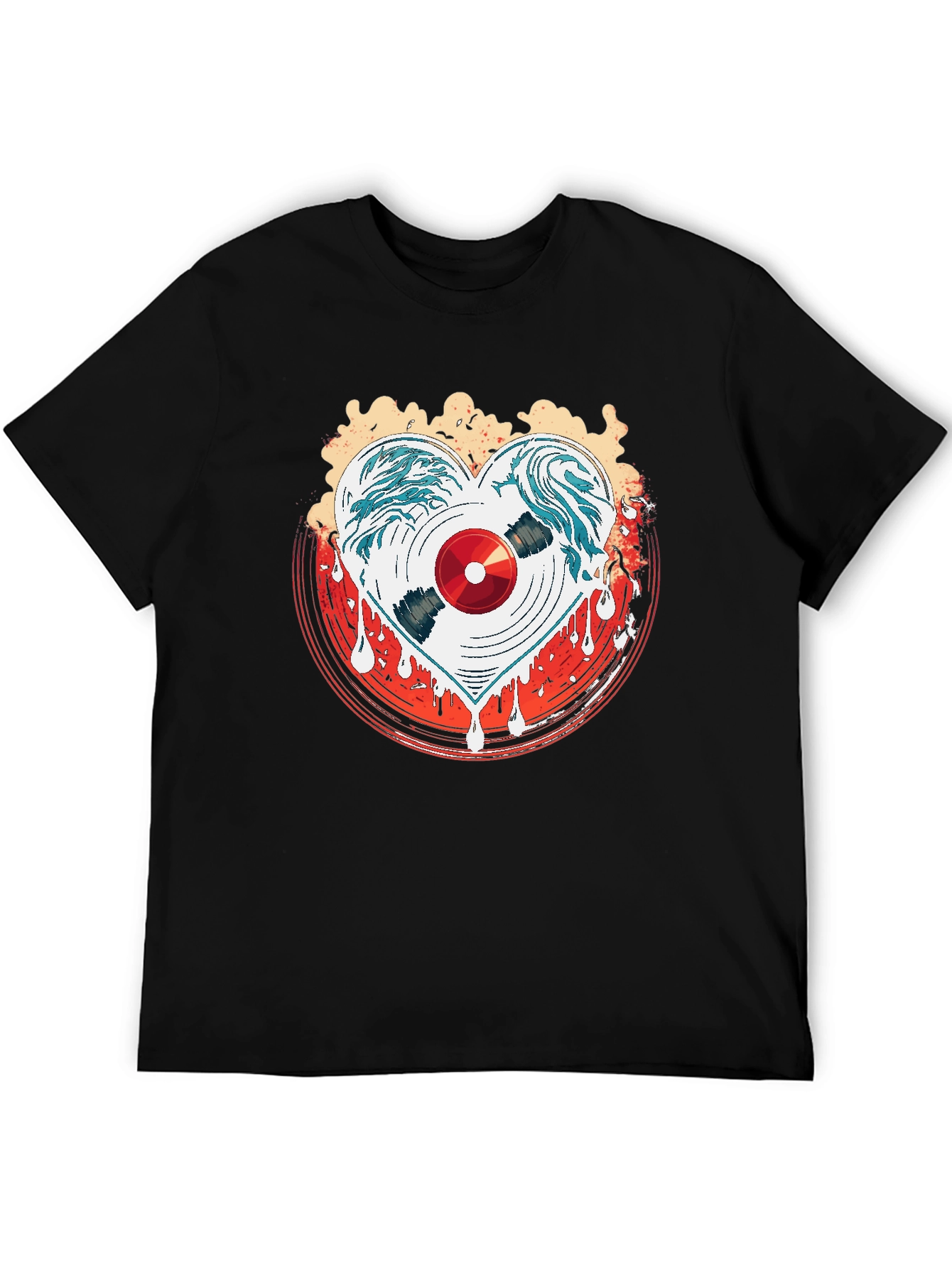 Heart Record Black Graphic Tee