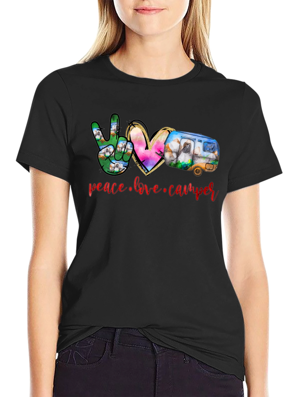 Peace Love Camper Black T-Shirt