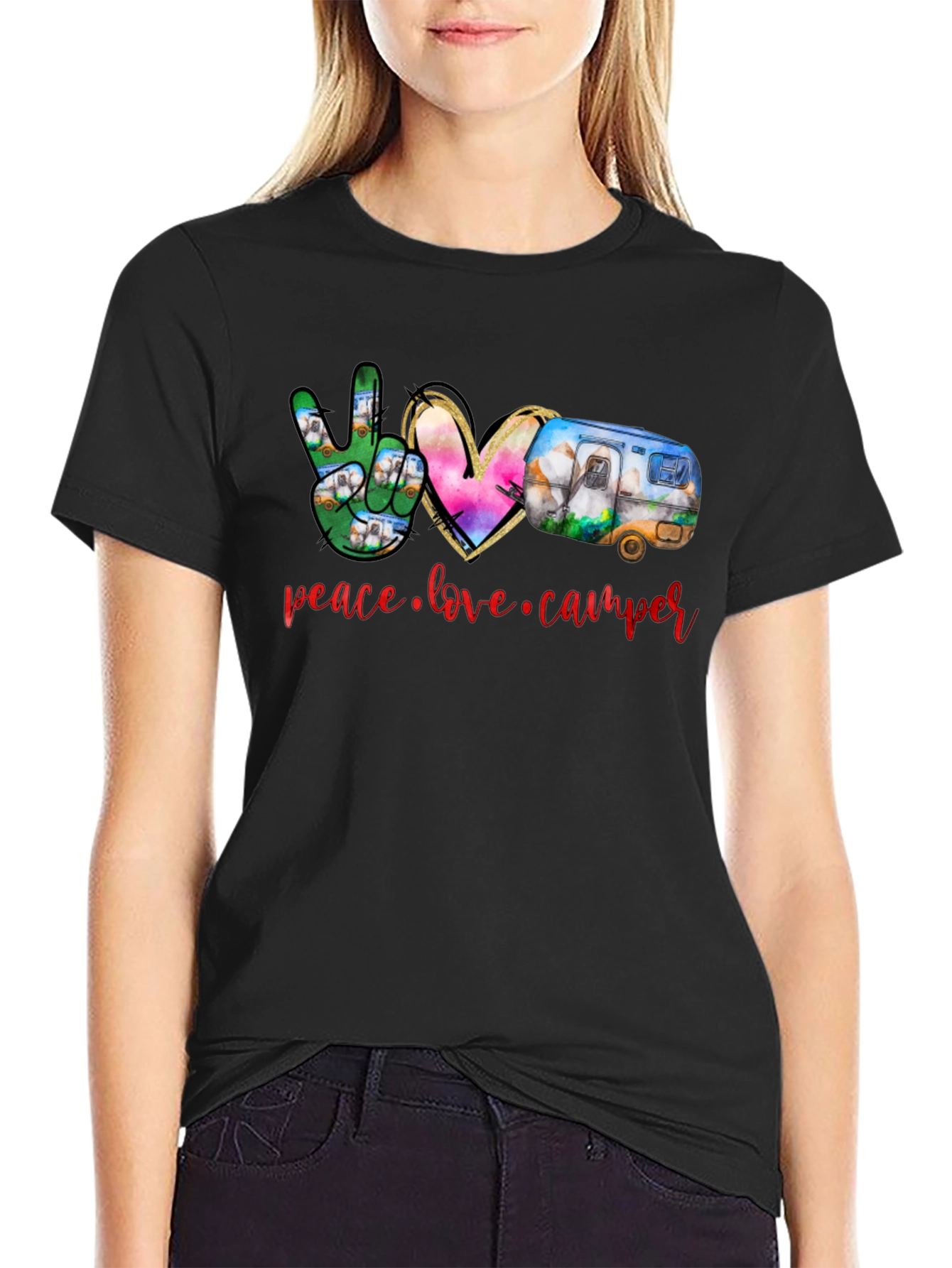 Peace Love Camper Black T-Shirt