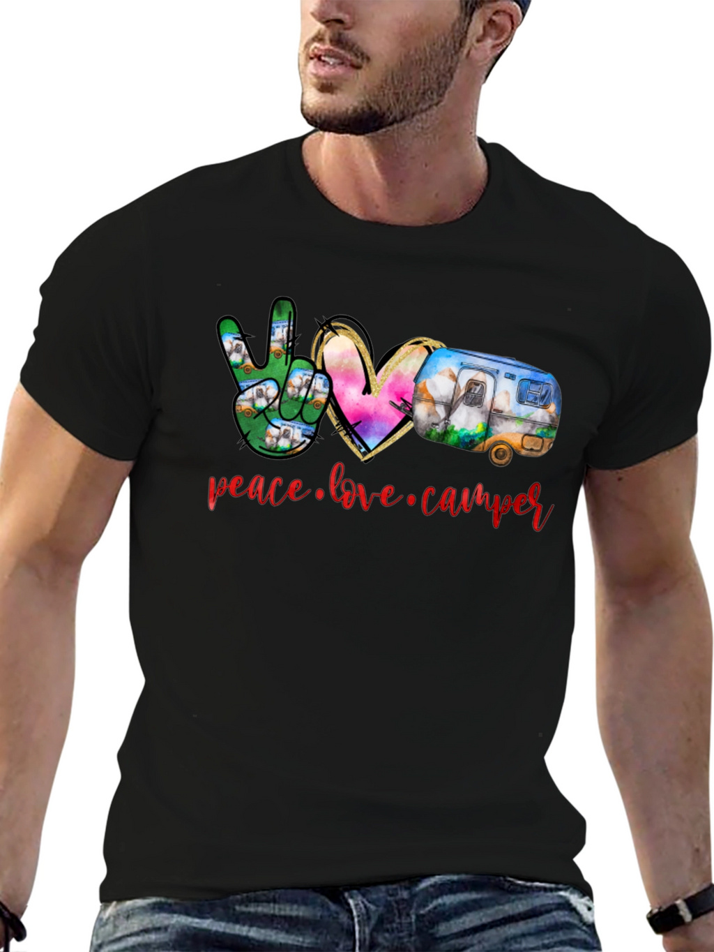 Peace Love Camper Black T-Shirt