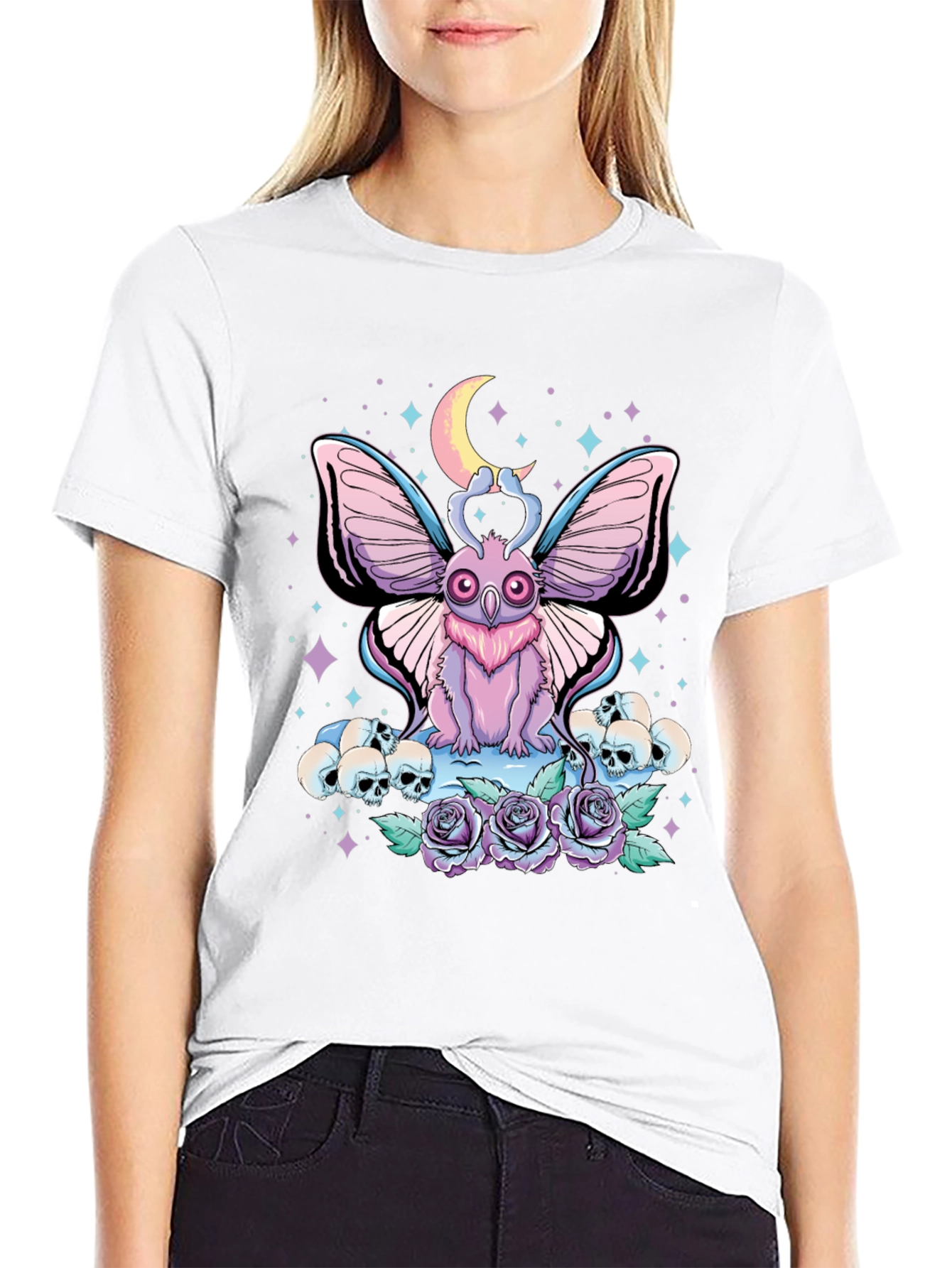 Pastel Goth Moth & Skull T-Shirt