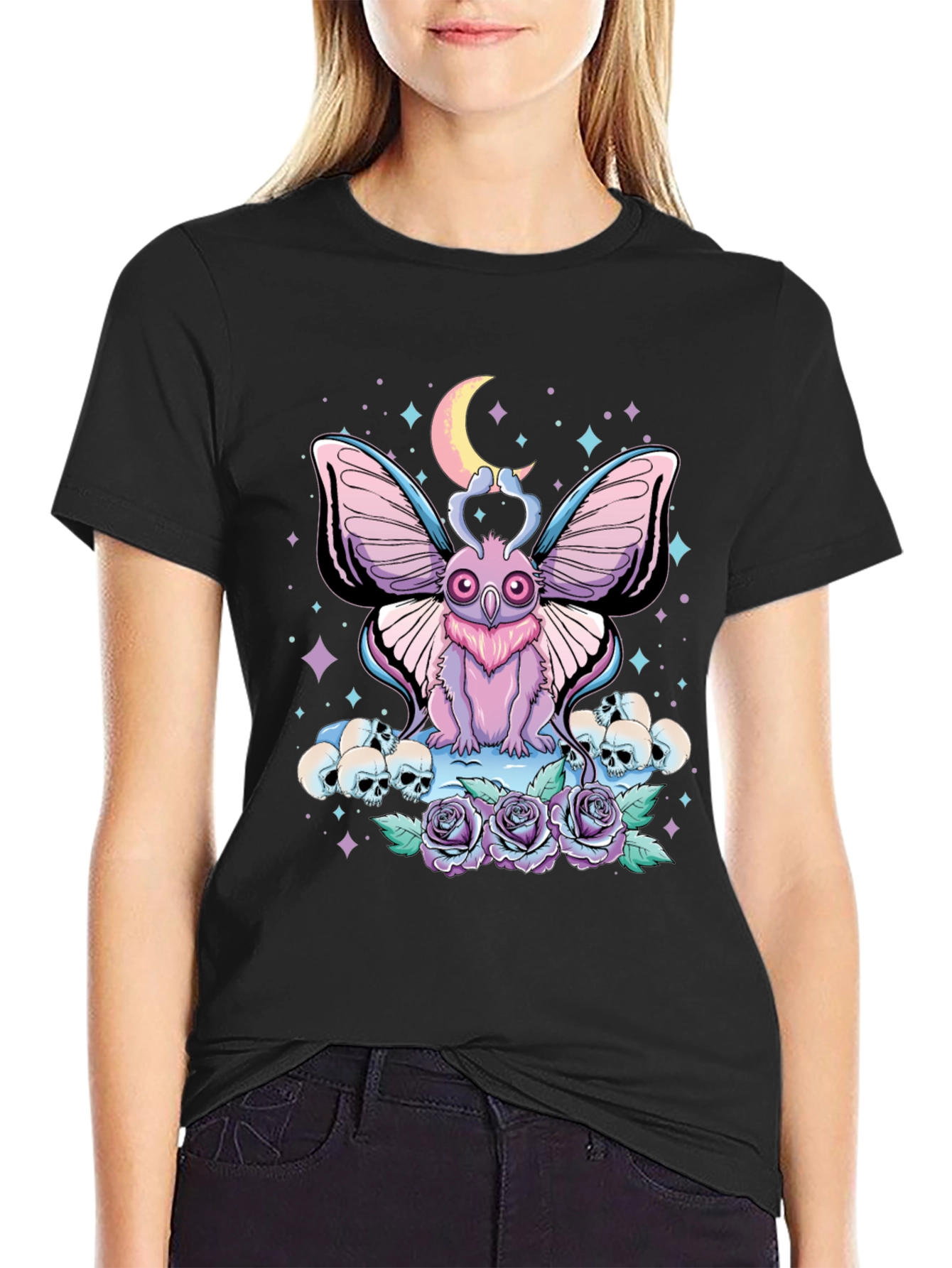 Pastel Goth Moth & Skull T-Shirt