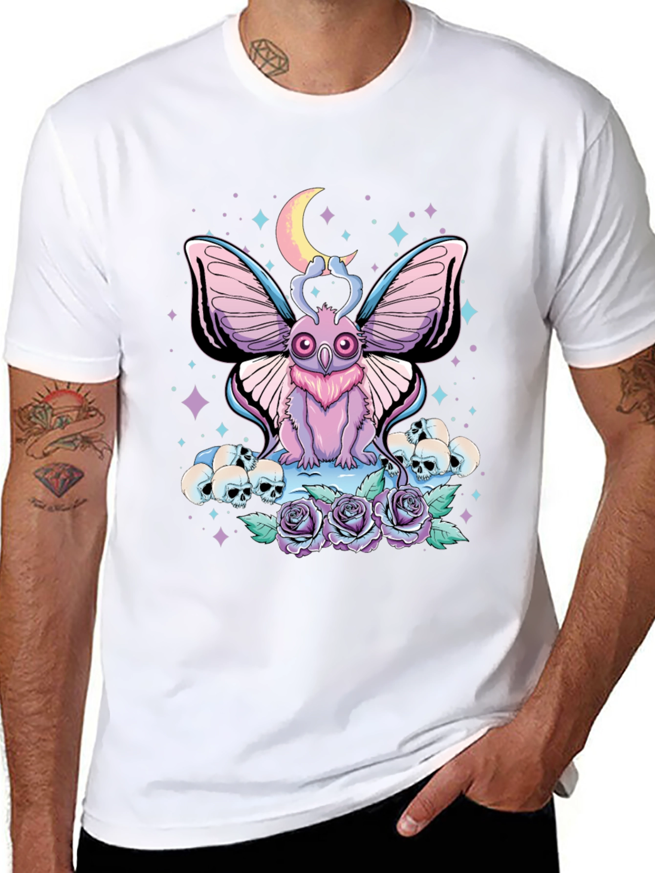 Pastel Goth Moth & Skull T-Shirt