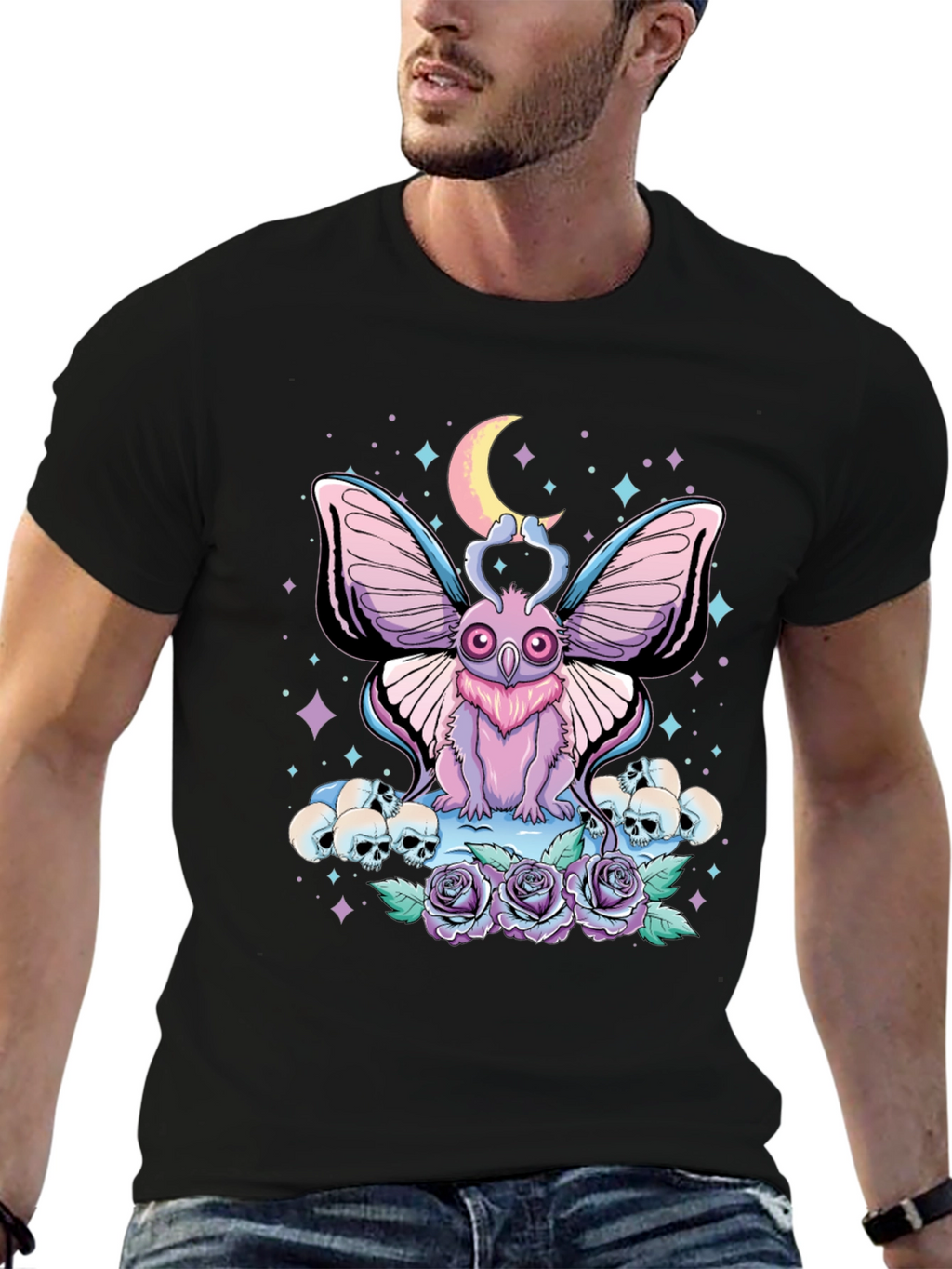 Pastel Goth Moth & Skull T-Shirt