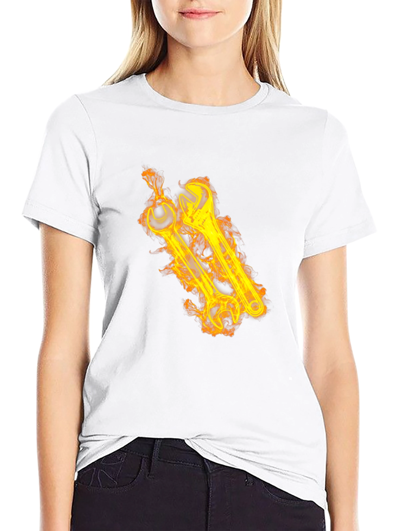 Fiery Wrench Graphic Tee - Black