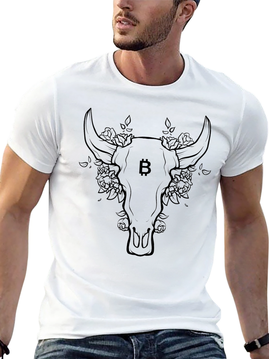Bitcoin Bull Skull Graphic Tee - Crypto Fashion