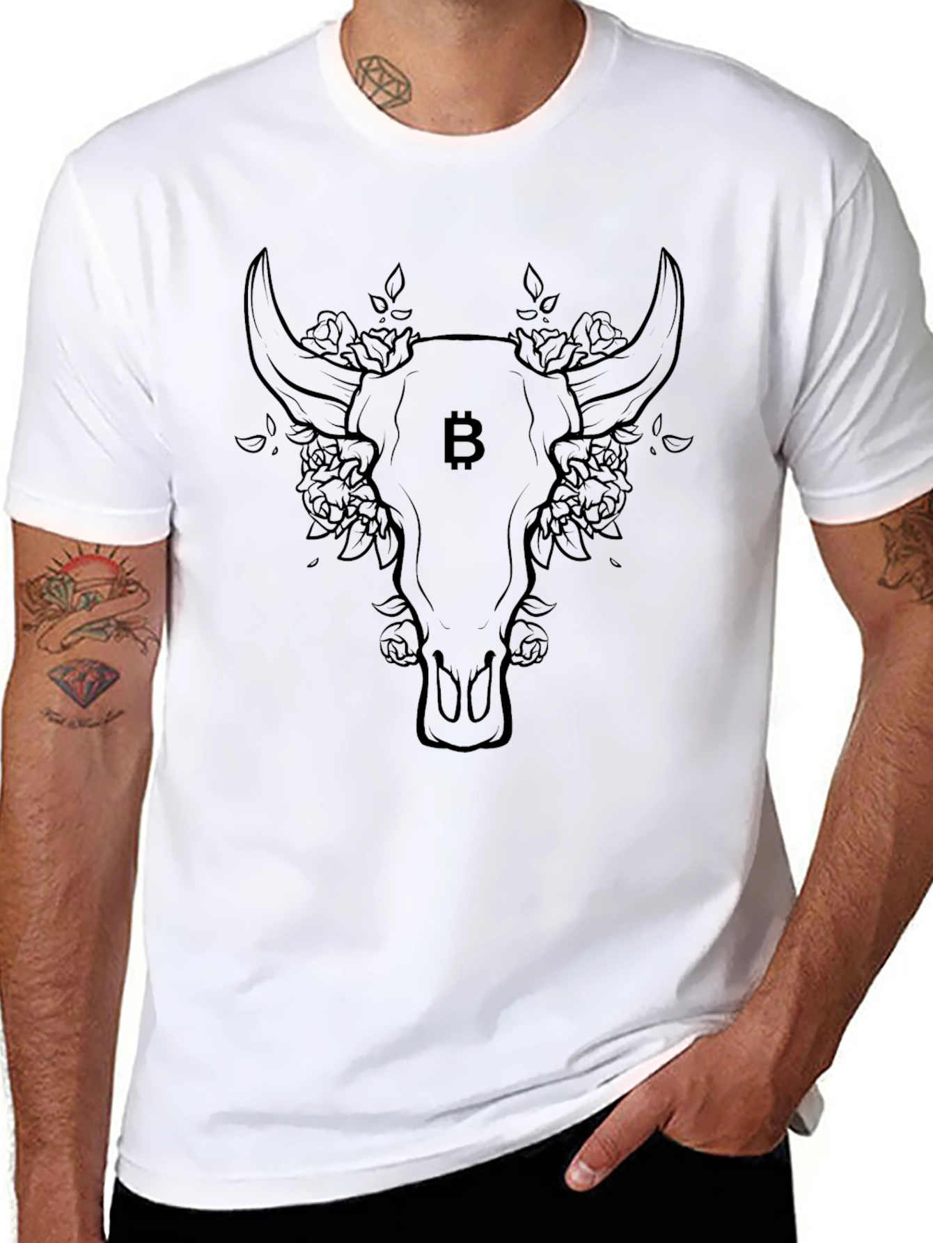 Bitcoin Bull Skull Graphic Tee - Crypto Fashion
