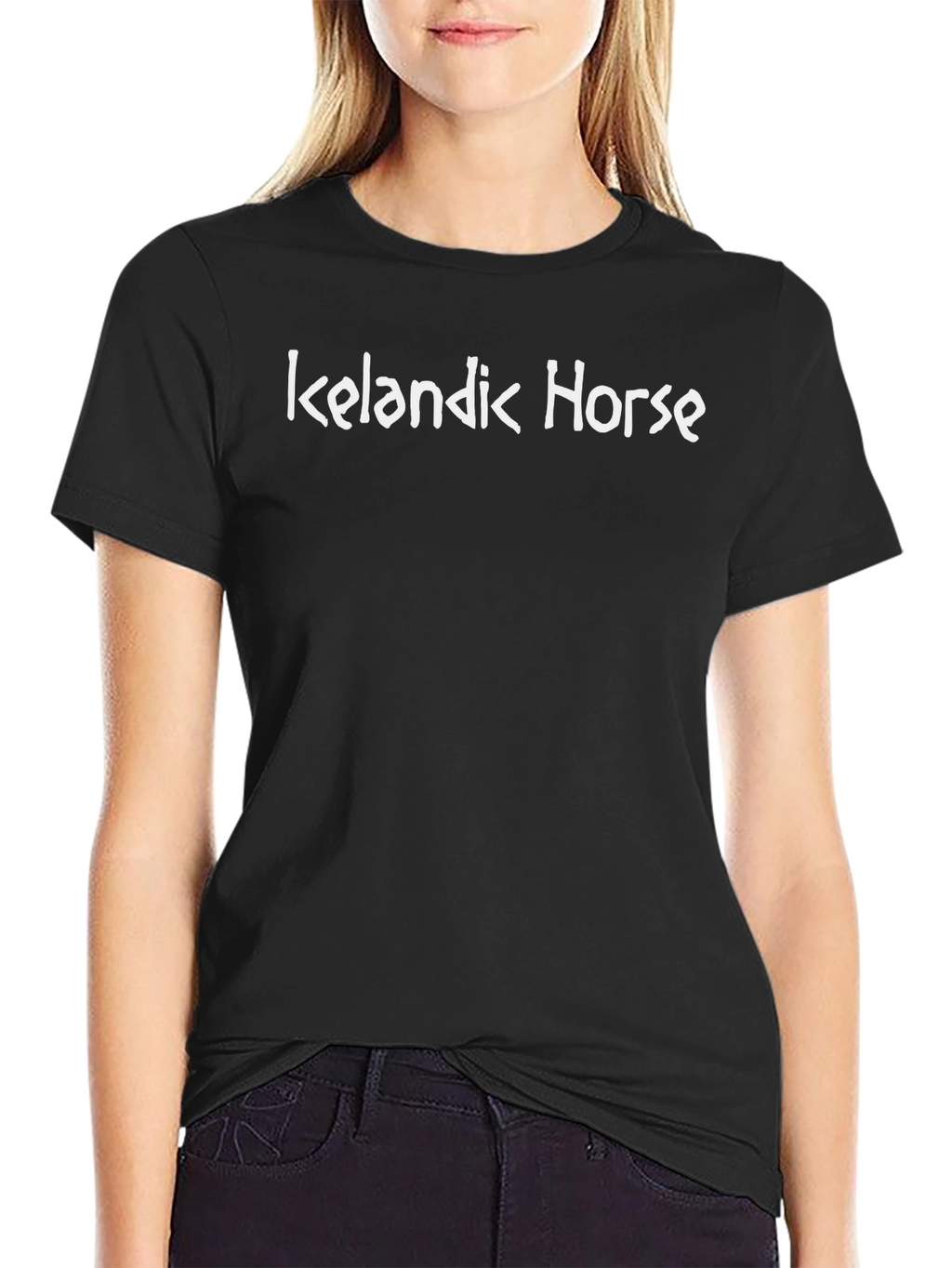 Icelandic Horse Graphic Tee - Black Cotton T-Shirt