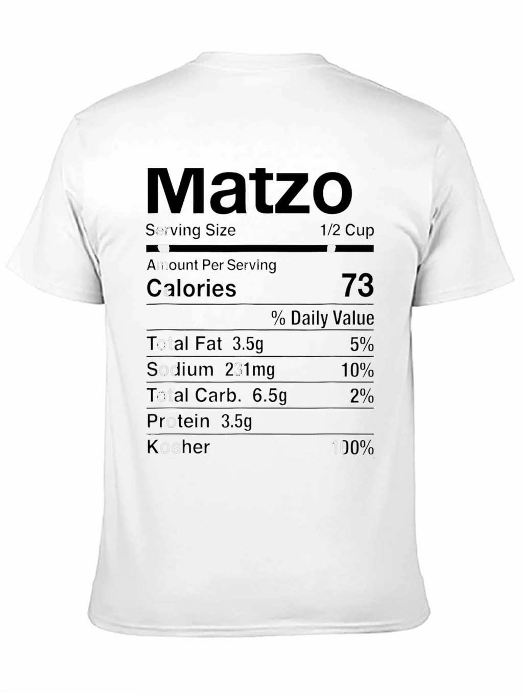 Matzo Nutrition Facts T-Shirt - Passover Humor Tee