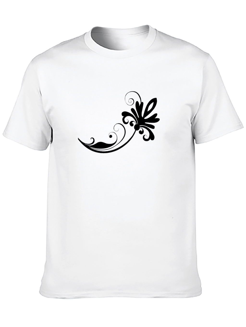 Elegant Black Floral Swirl T-Shirt