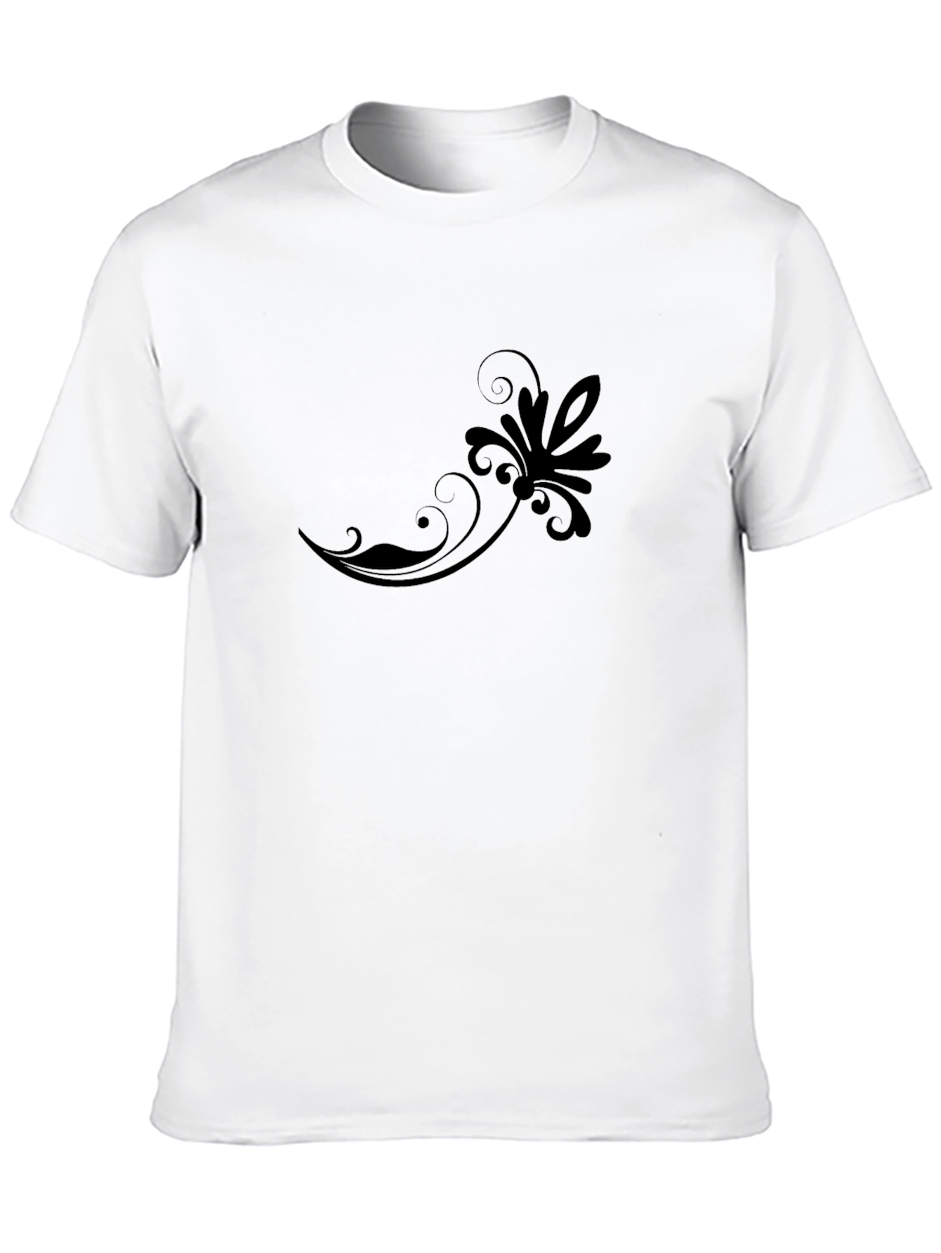 Elegant Black Floral Swirl T-Shirt