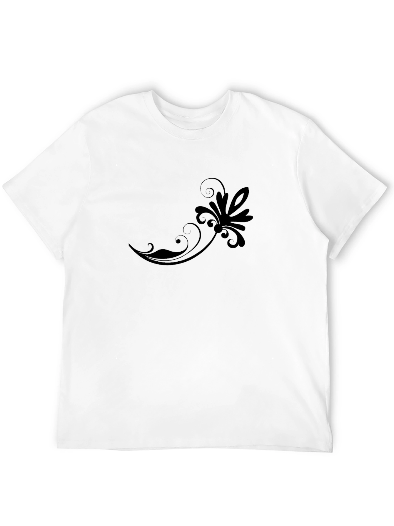 Elegant Black Floral Swirl T-Shirt