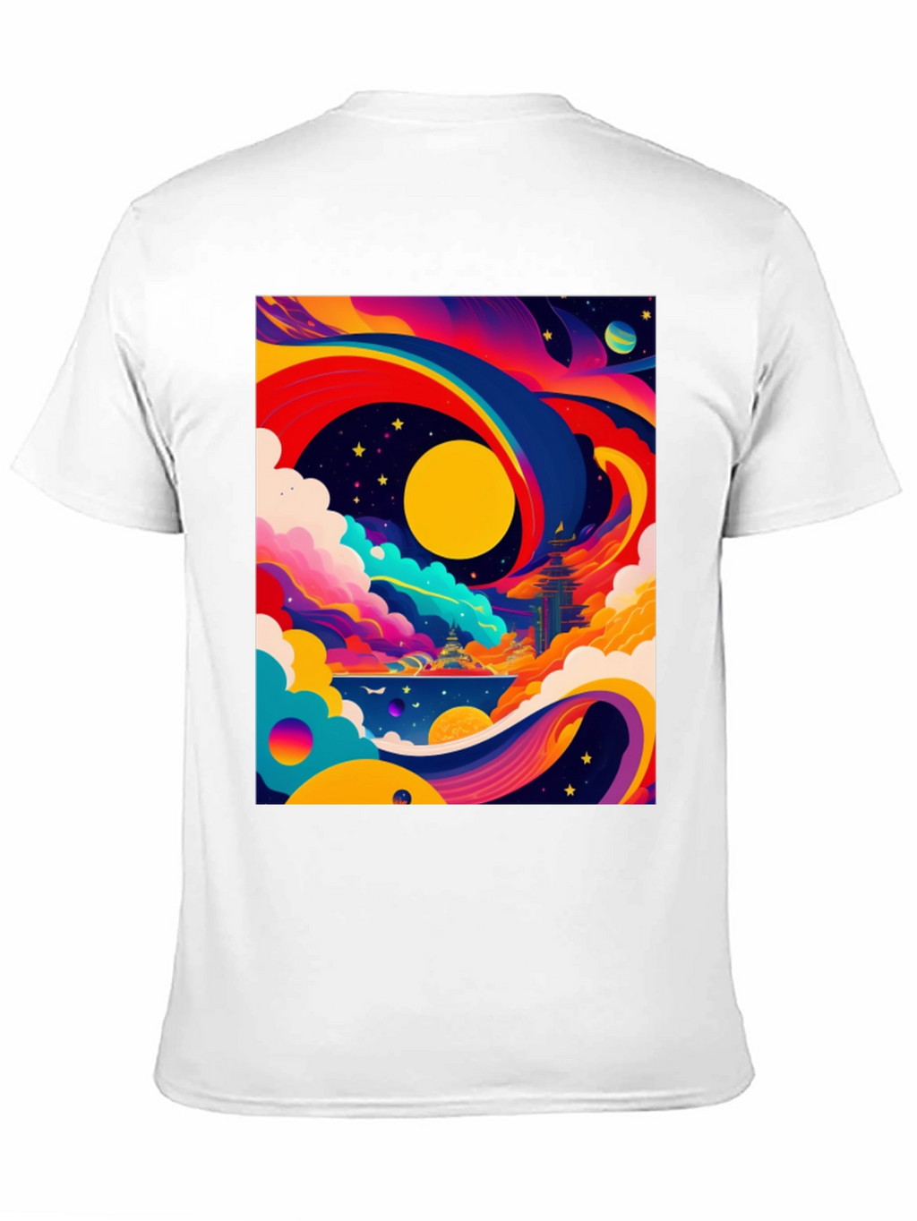 Vibrant Celestial Graphic Tee - Artistic Dreamscape